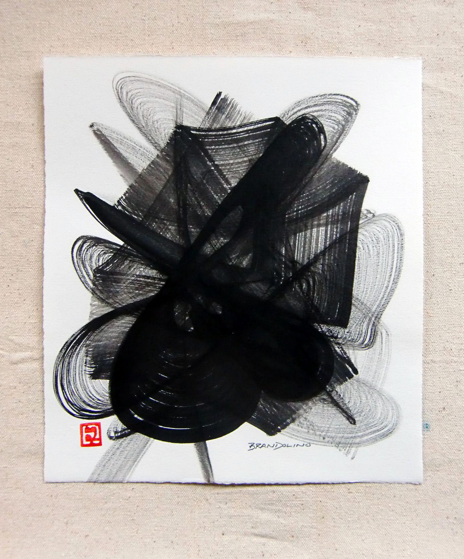 Série de danses à pinceaux n° 09, dessin, stylo et encre sur papier - Art de Ray Brandolino