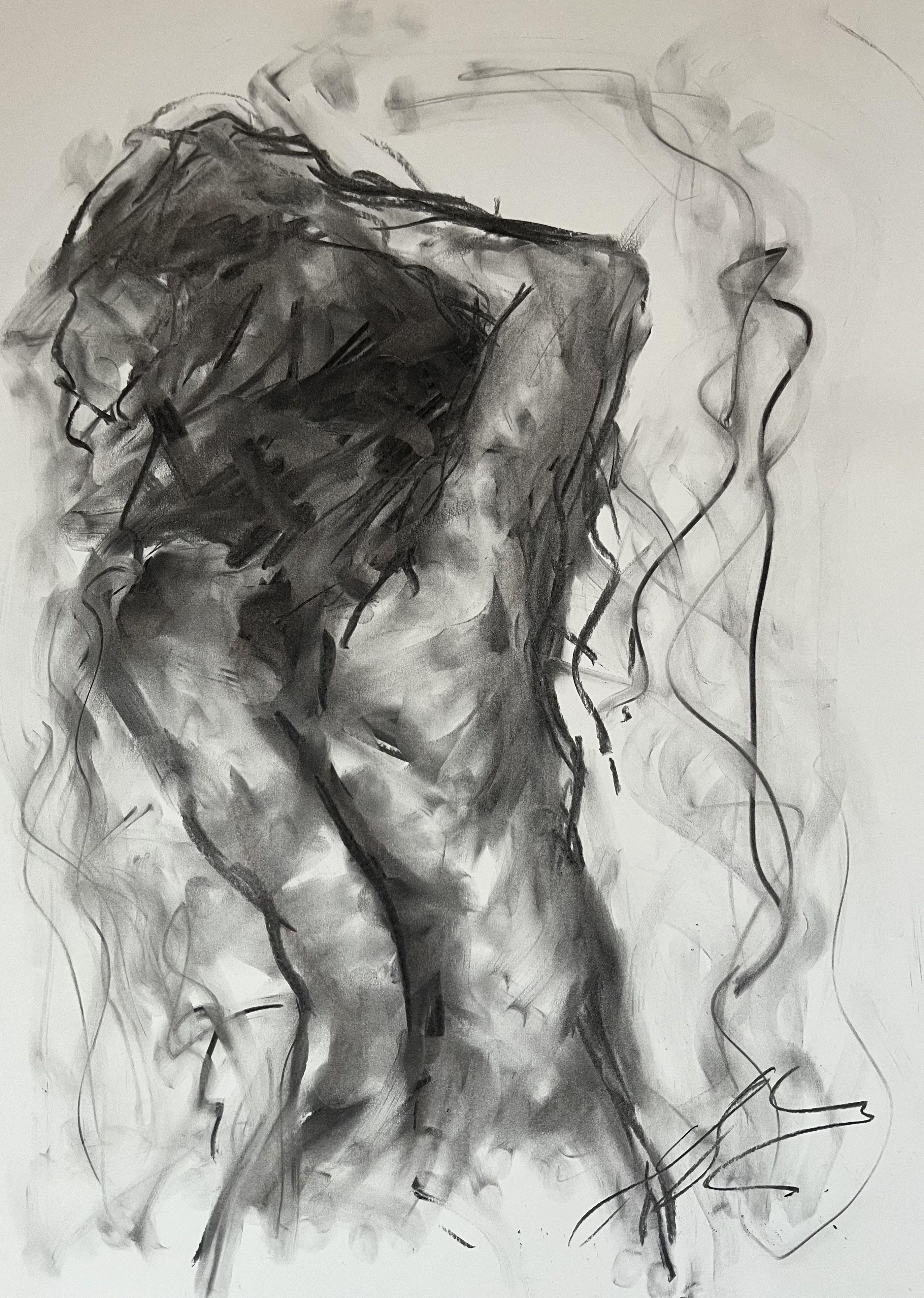 Intense, Drawing, Charcoal on Paper - Art by James Shipton