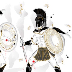 Achilles assailed Hector - Troy - Epic - Mytology, Drawing, Pen & Ink on Paper