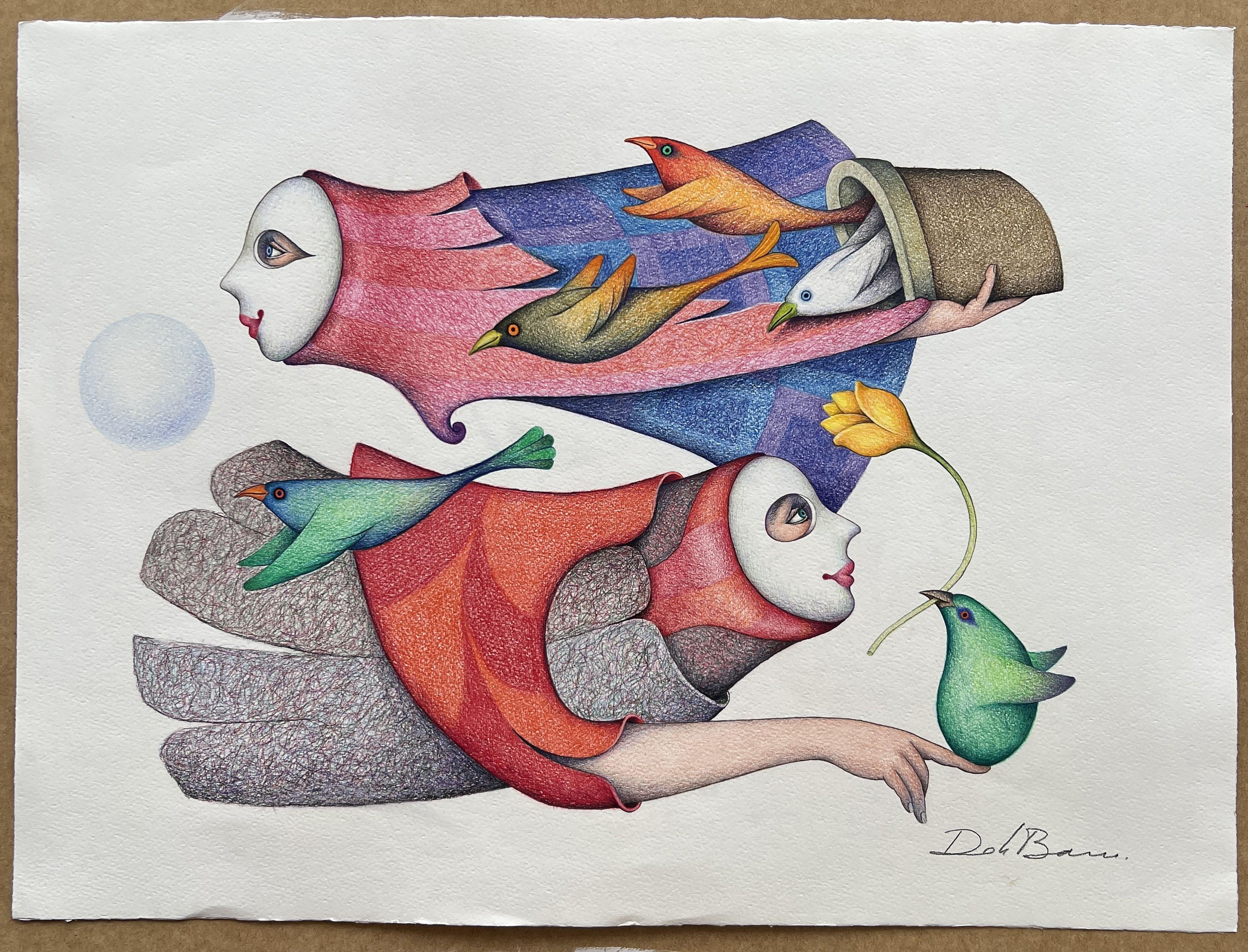 Aus der Serie Flyers, Zeichnung, Bleistift/Farbblech auf Aquarellpapier (Sonstige Kunststile), Art, von Jose Luis De la Barra Bellido