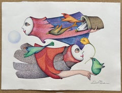 Aus der Serie Flyers, Zeichnung, Bleistift/Farbblech auf Aquarellpapier