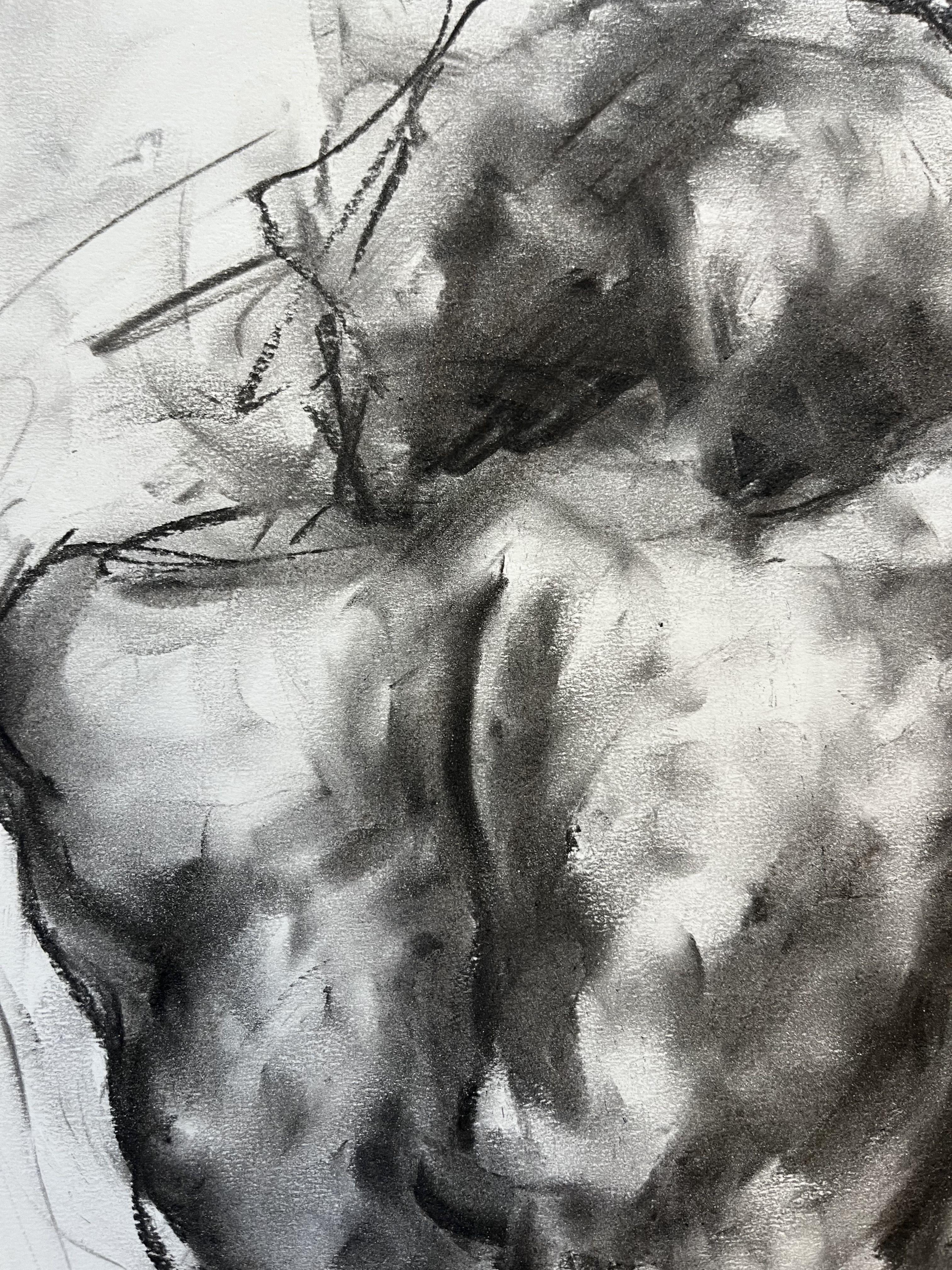 Closed, Drawing, Charcoal on Paper - Impressionist Art by James Shipton