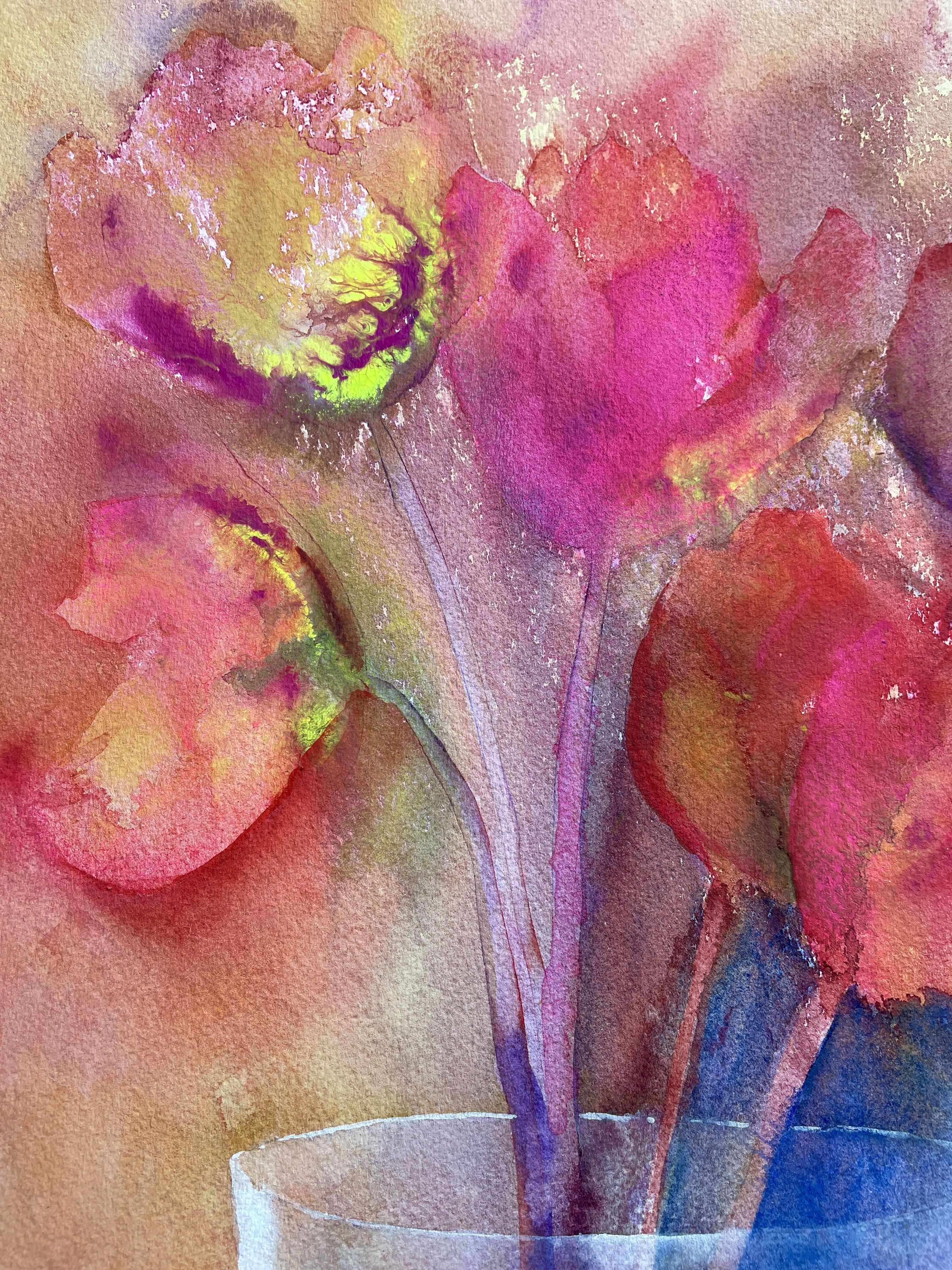 Tulip Love, Painting, Watercolor on Paper - Expressionist Art by Gesa Reuter