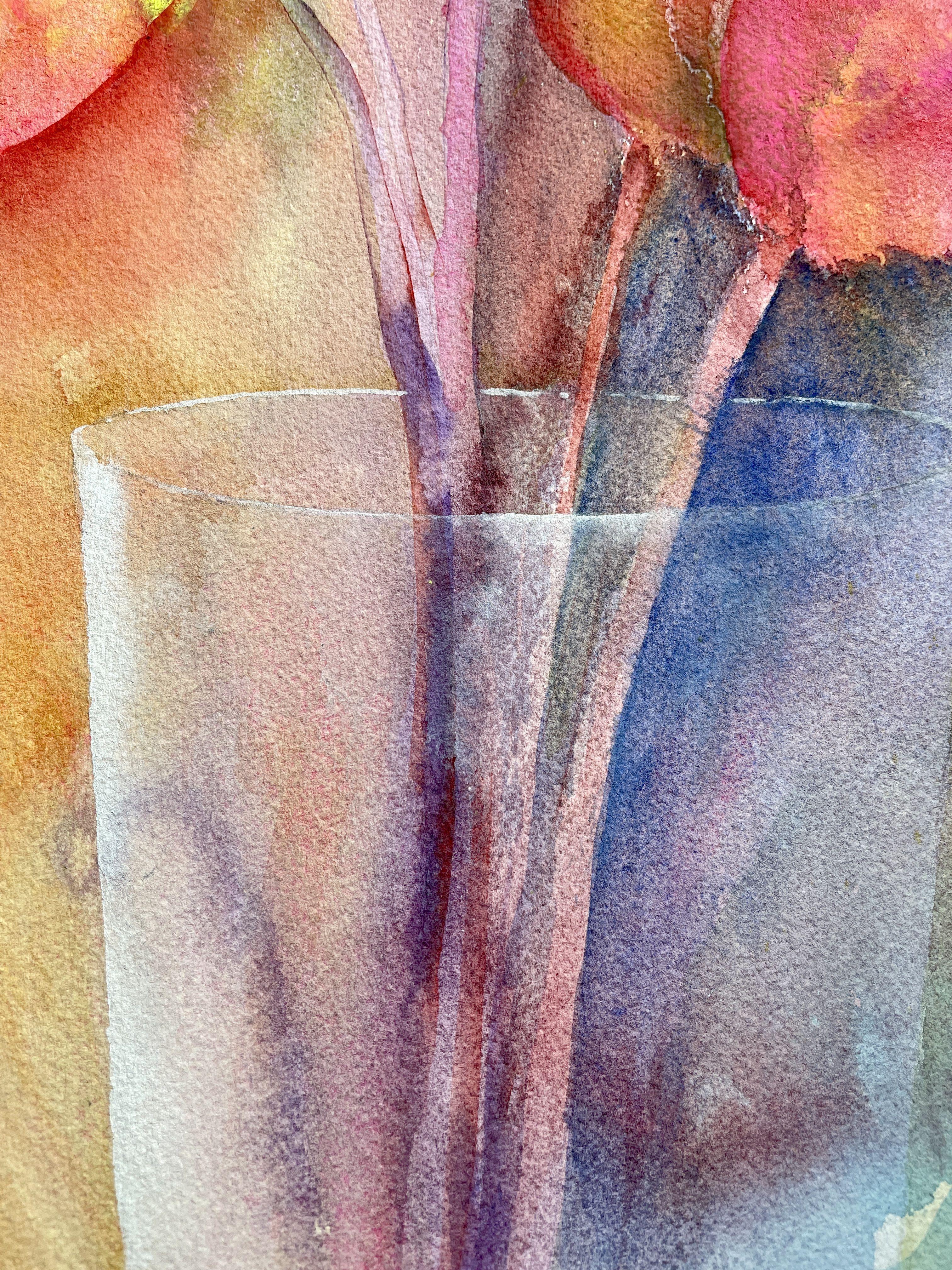 Tulpenliebe, Gemälde, Aquarell auf Papier (Expressionismus), Art, von Gesa Reuter
