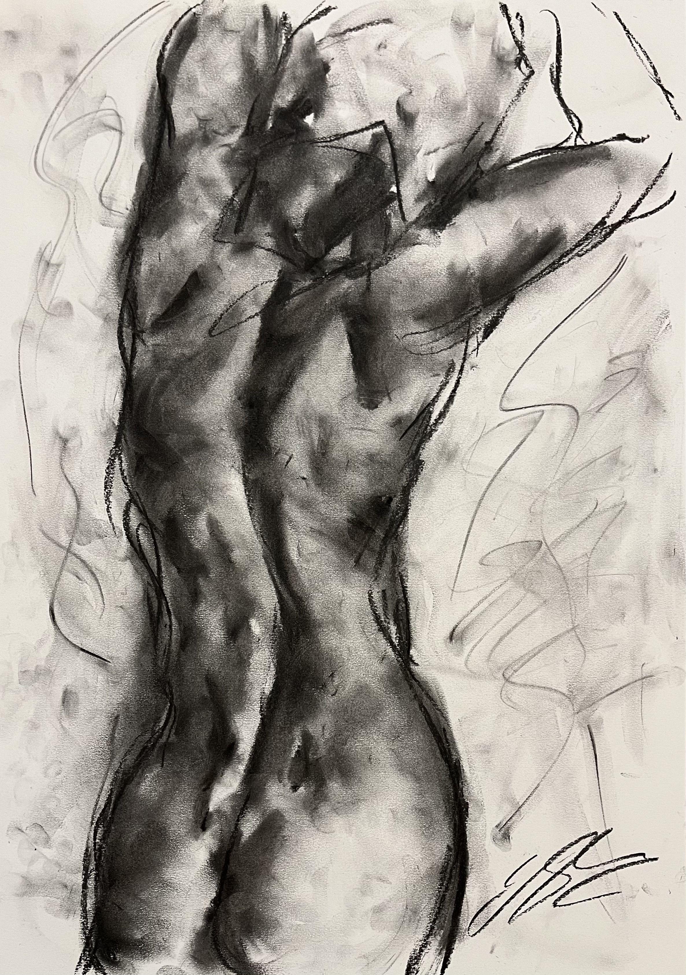 Spring Dawn, Drawing, Charcoal on Paper - Art by James Shipton