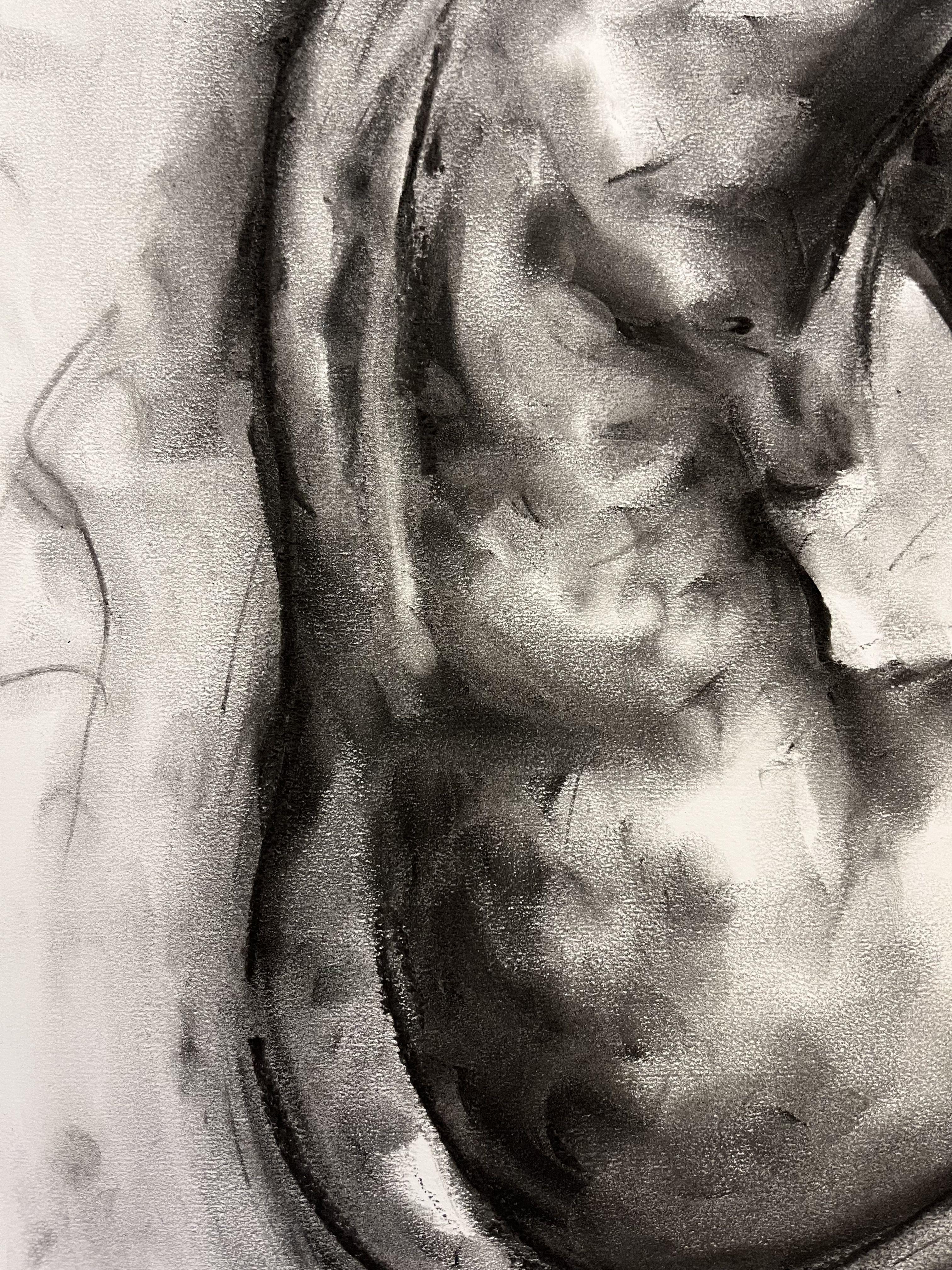 Seeking, Drawing, Charcoal on Paper For Sale 1