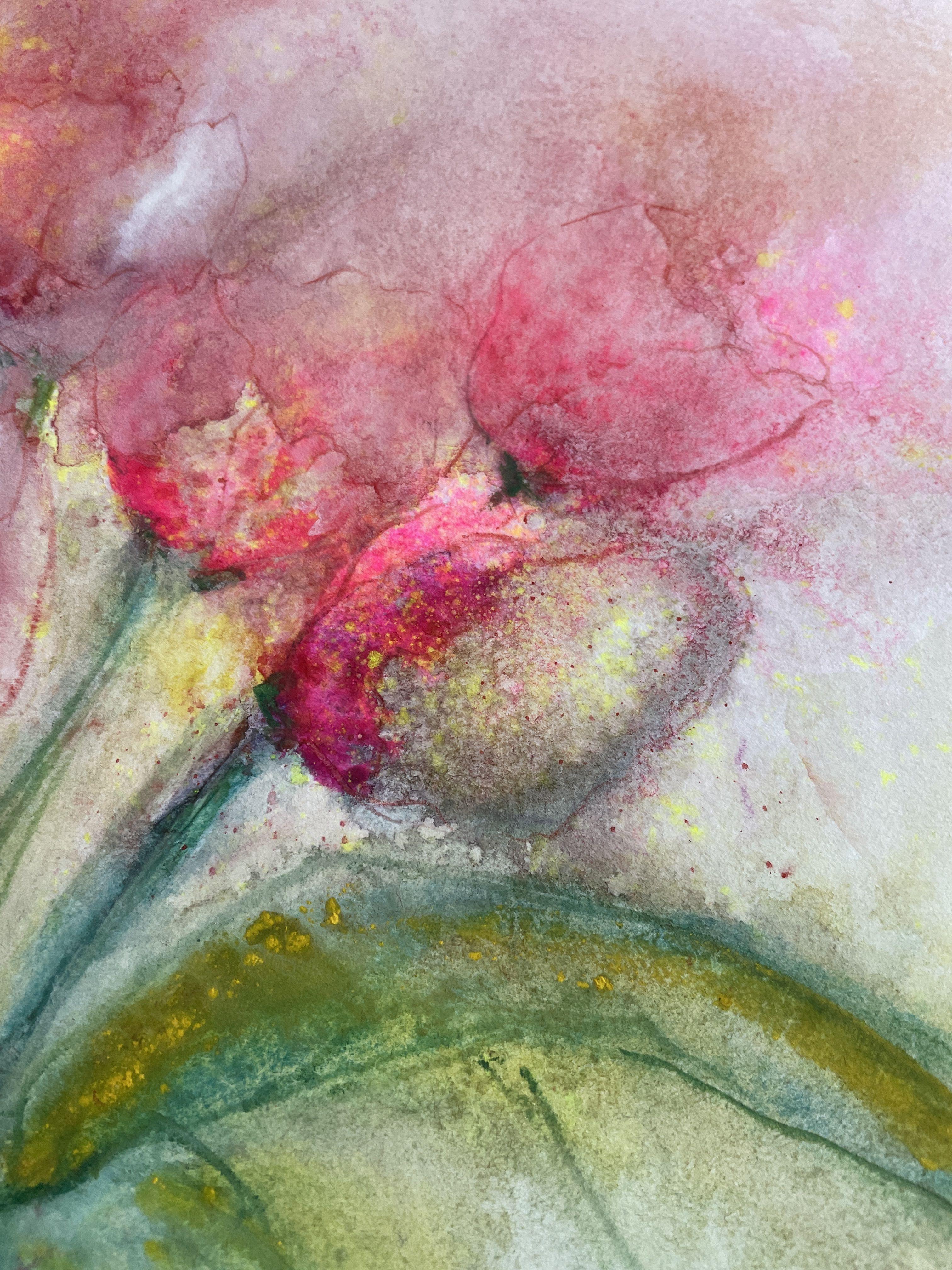 A Hint of Tulips, Painting, Watercolor on Paper - Expressionist Art by Gesa Reuter