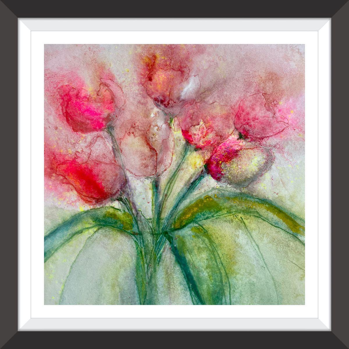 A Hint of Tulips, Painting, Watercolor on Paper For Sale 1