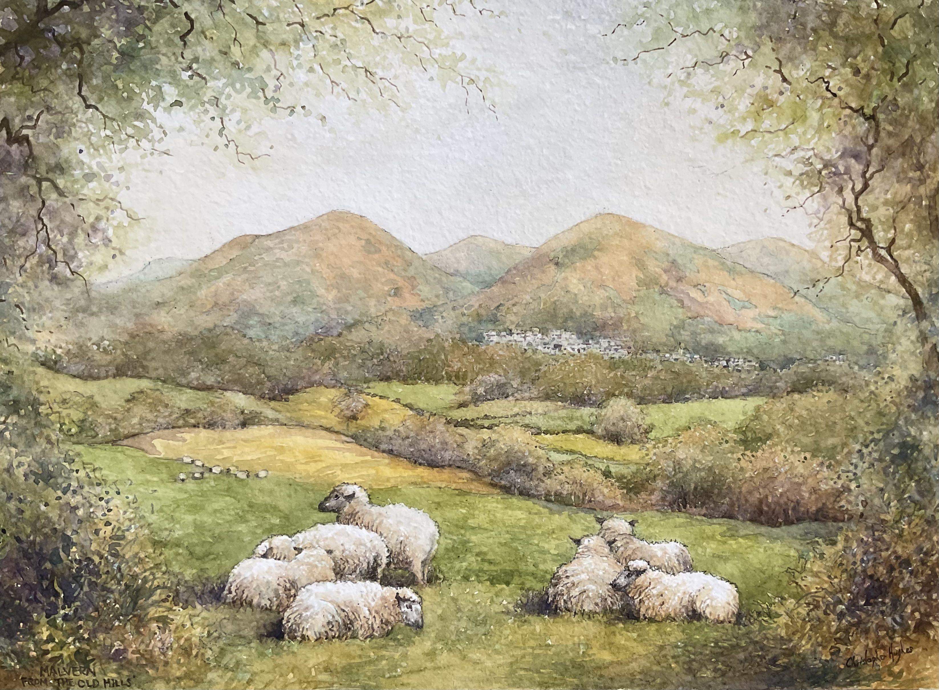 Malvern Hills. From Callow End, Painting, Watercolor on Watercolor Paper - Art by Christopher Hughes