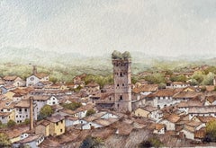 Lucca. Tuscanien, Italien, Gemälde, Aquarell auf Aquarellpapier