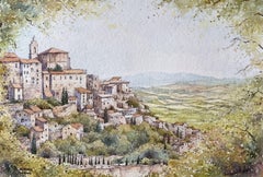 Gordes. Provence. Frankreich, Gemälde, Aquarell auf Papier