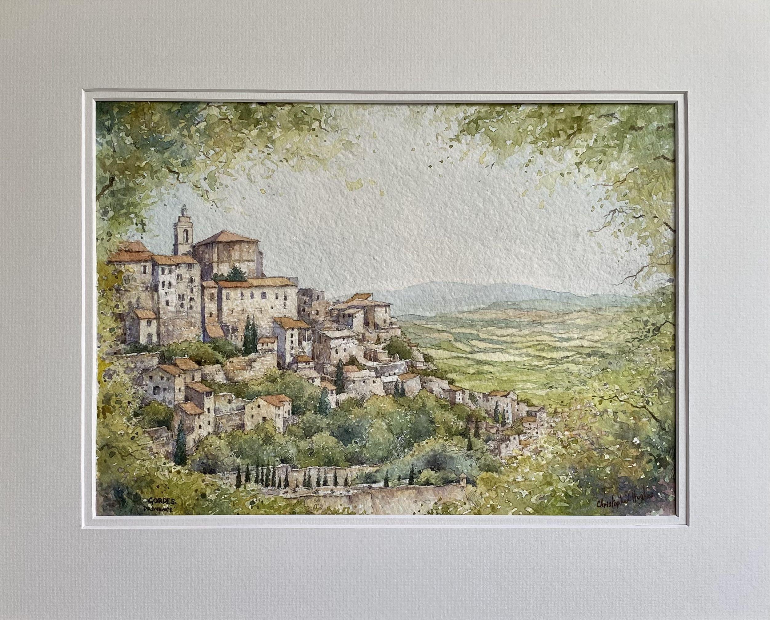 Gordes. Provence. France, Painting, Watercolor on Paper - Other Art Style Art by Christopher Hughes