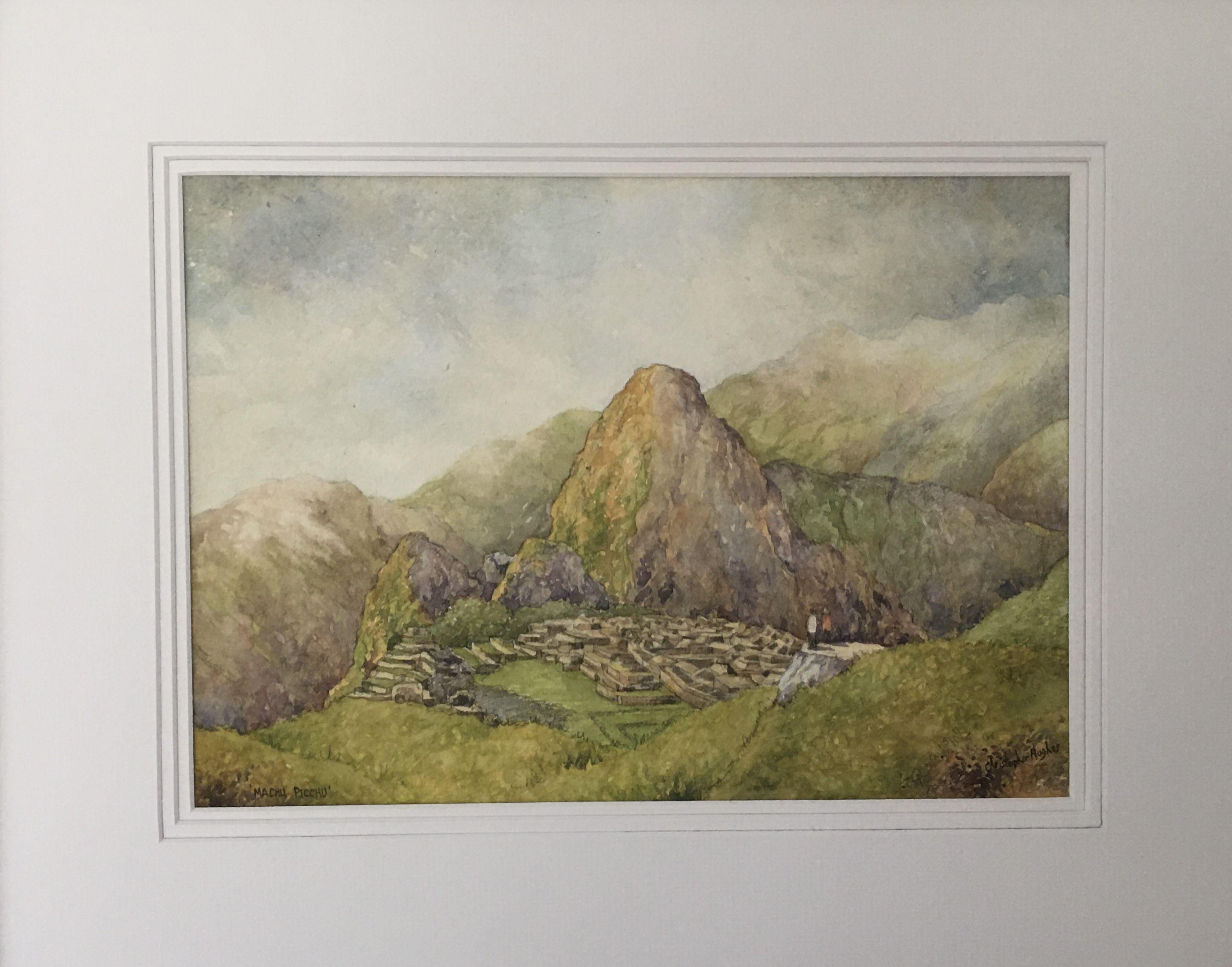 Peinture Machu Picchu, aquarelle sur papier aquarelle - Autres styles artistiques Art par Christopher Hughes
