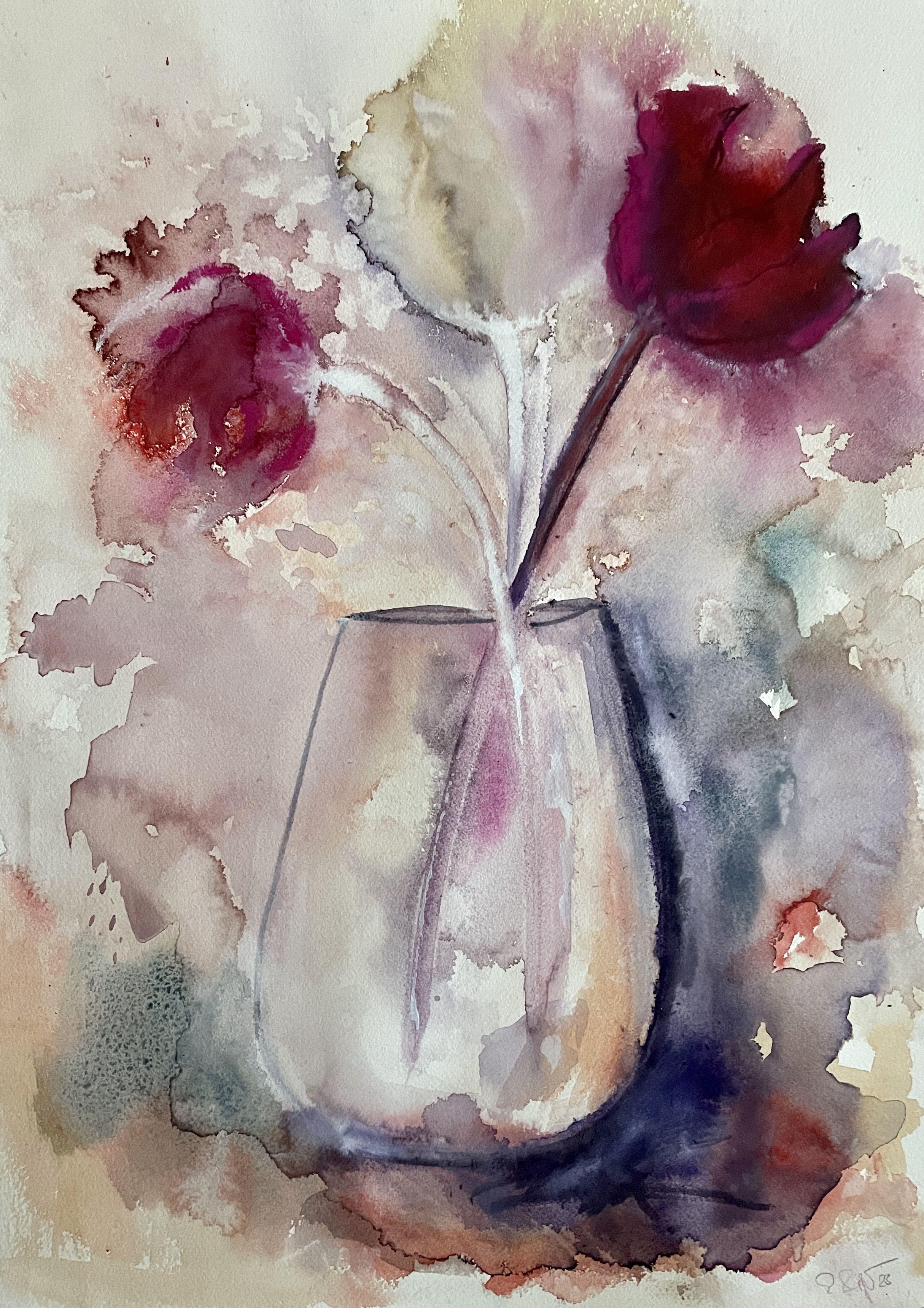 Spring Love, peinture, aquarelle sur papier - Art de Gesa Reuter