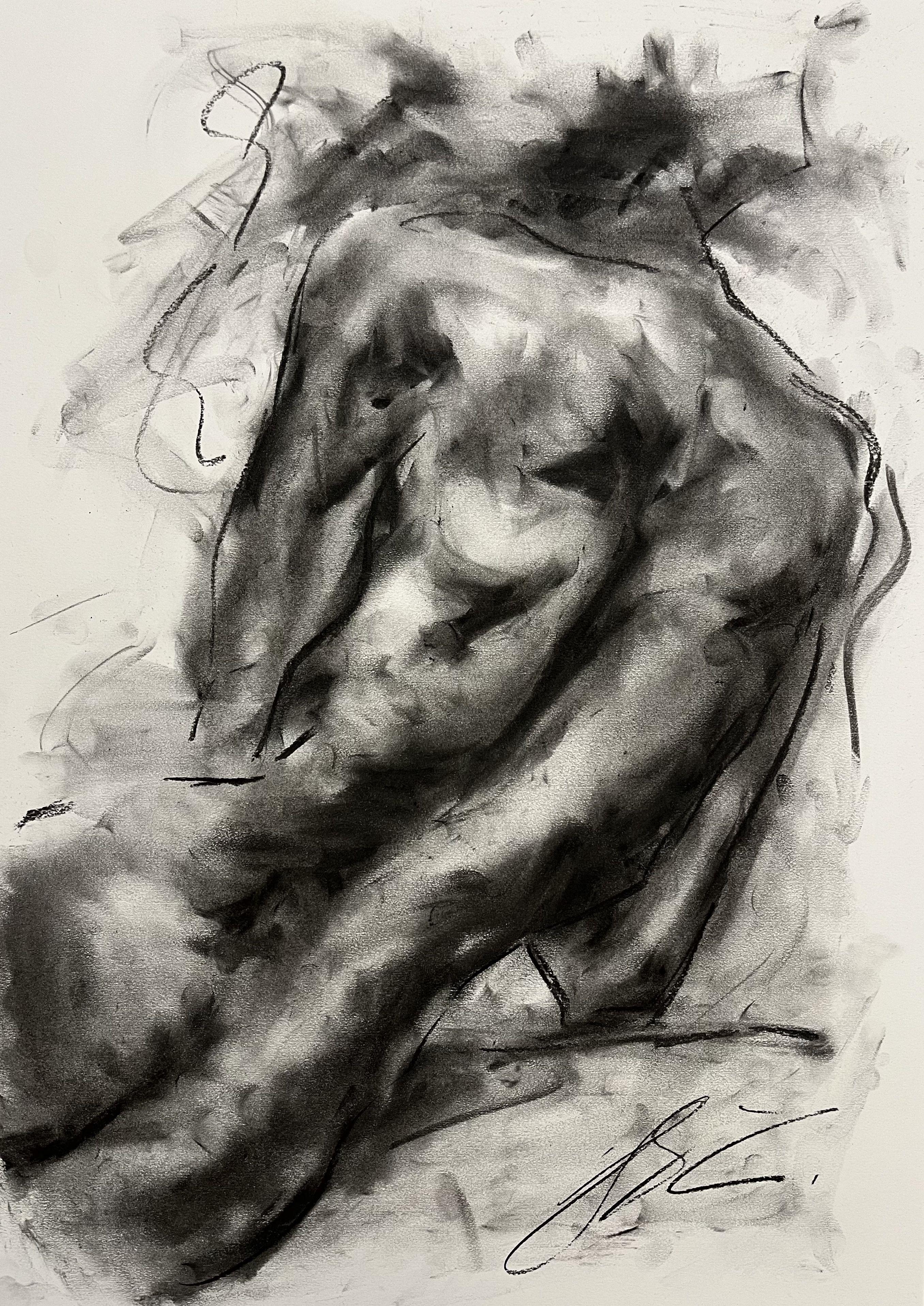 Hurt, Drawing, Charcoal on Paper - Art by James Shipton