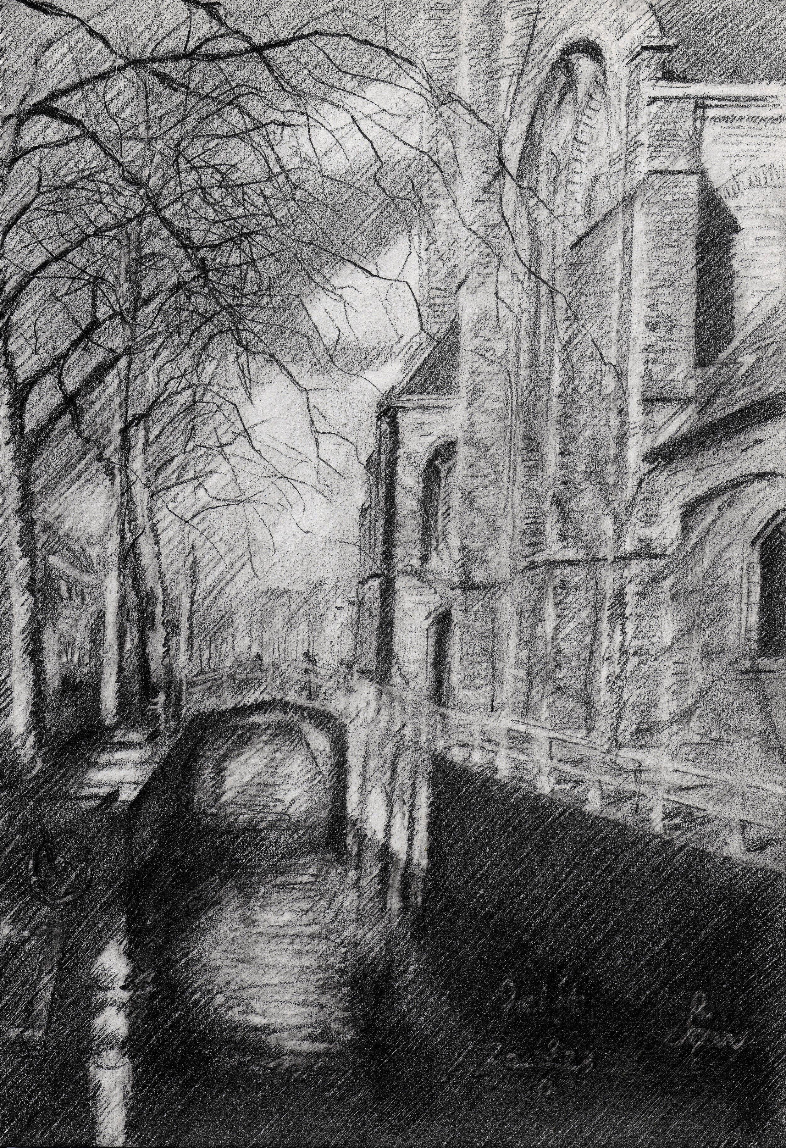 Delft â€“ 19-03-23, Drawing, Pencil/Colored Pencil on Paper - Art by Corne Akkers