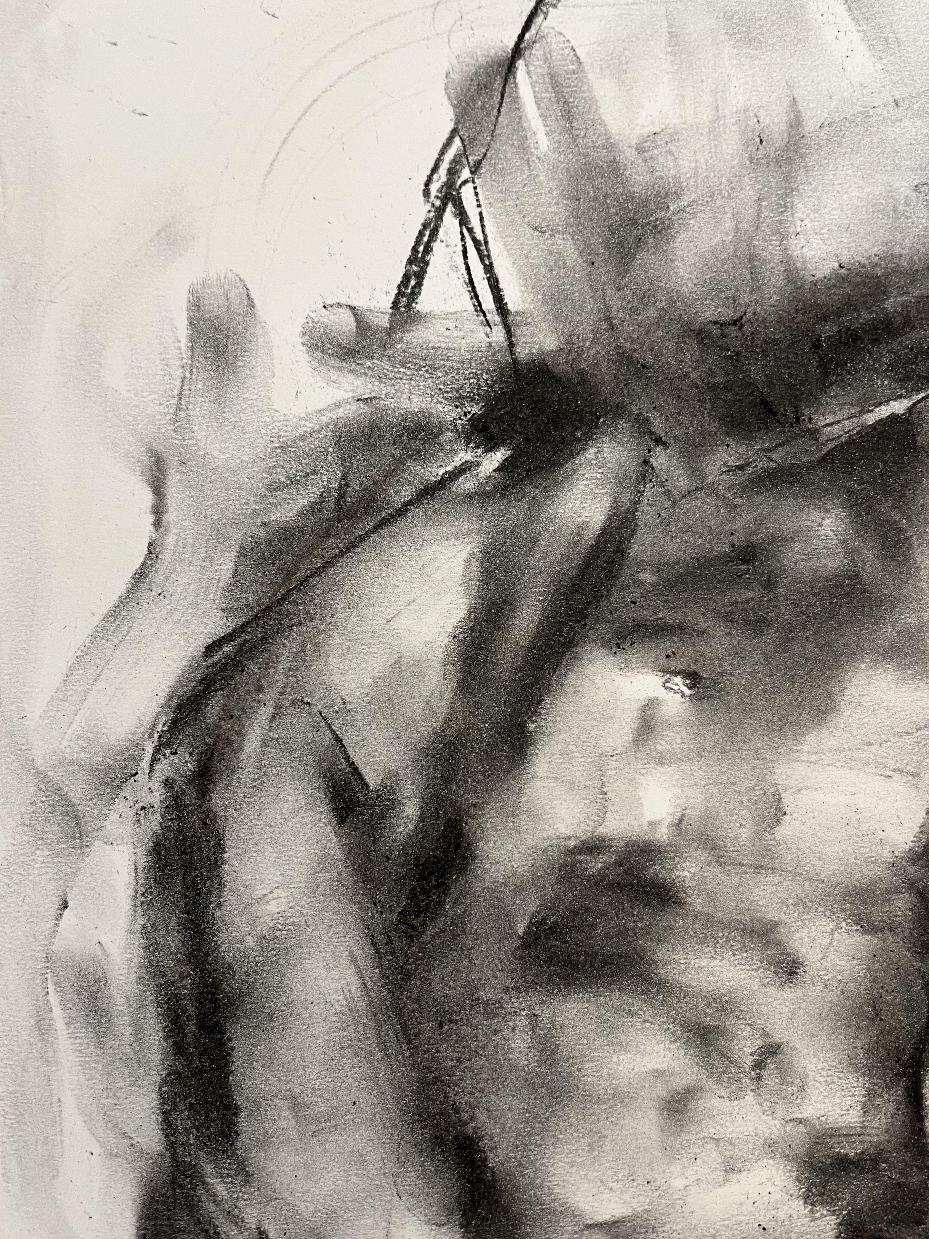 Hero, Zeichnung, Kohle auf Papier (Impressionismus), Art, von James Shipton