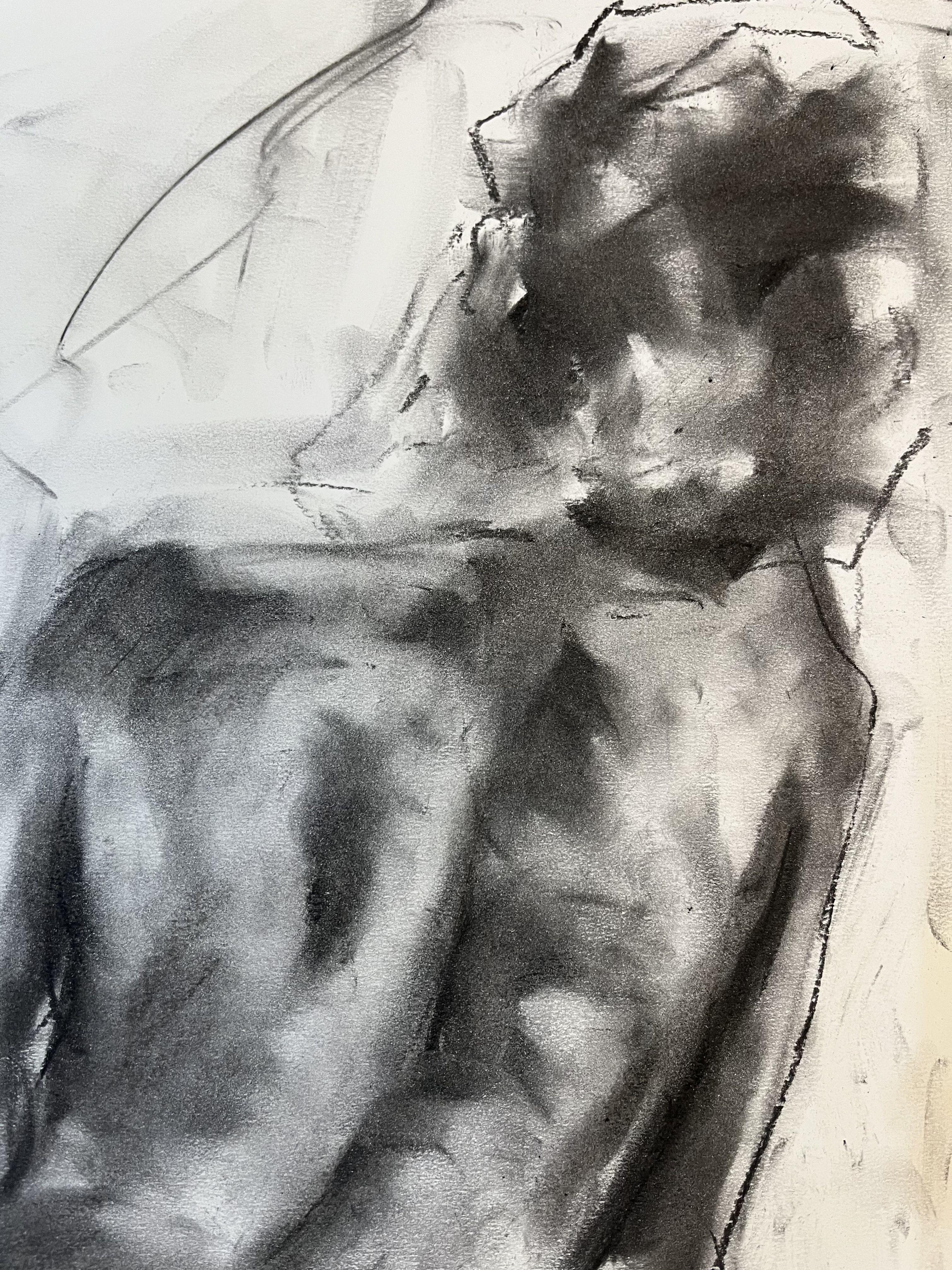 Ask, Drawing, Charcoal on Paper - Impressionist Art by James Shipton