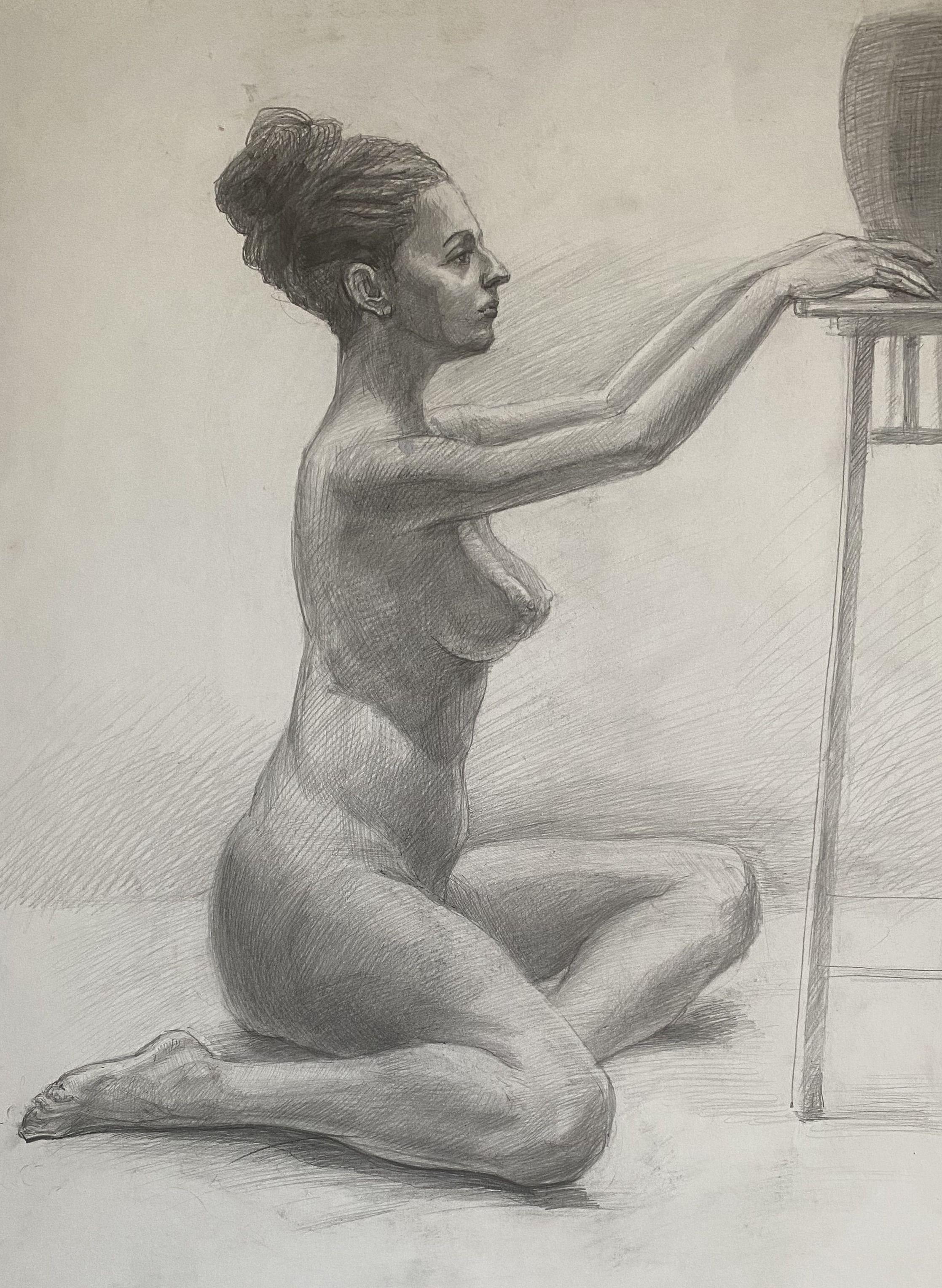 Not to forget academic background.  The series of pencil  or chalk drawings that I do to remind myself that I'm classically trained. I created this life model studies to keep up with drawing skills, to make a hand and an eye work together.   