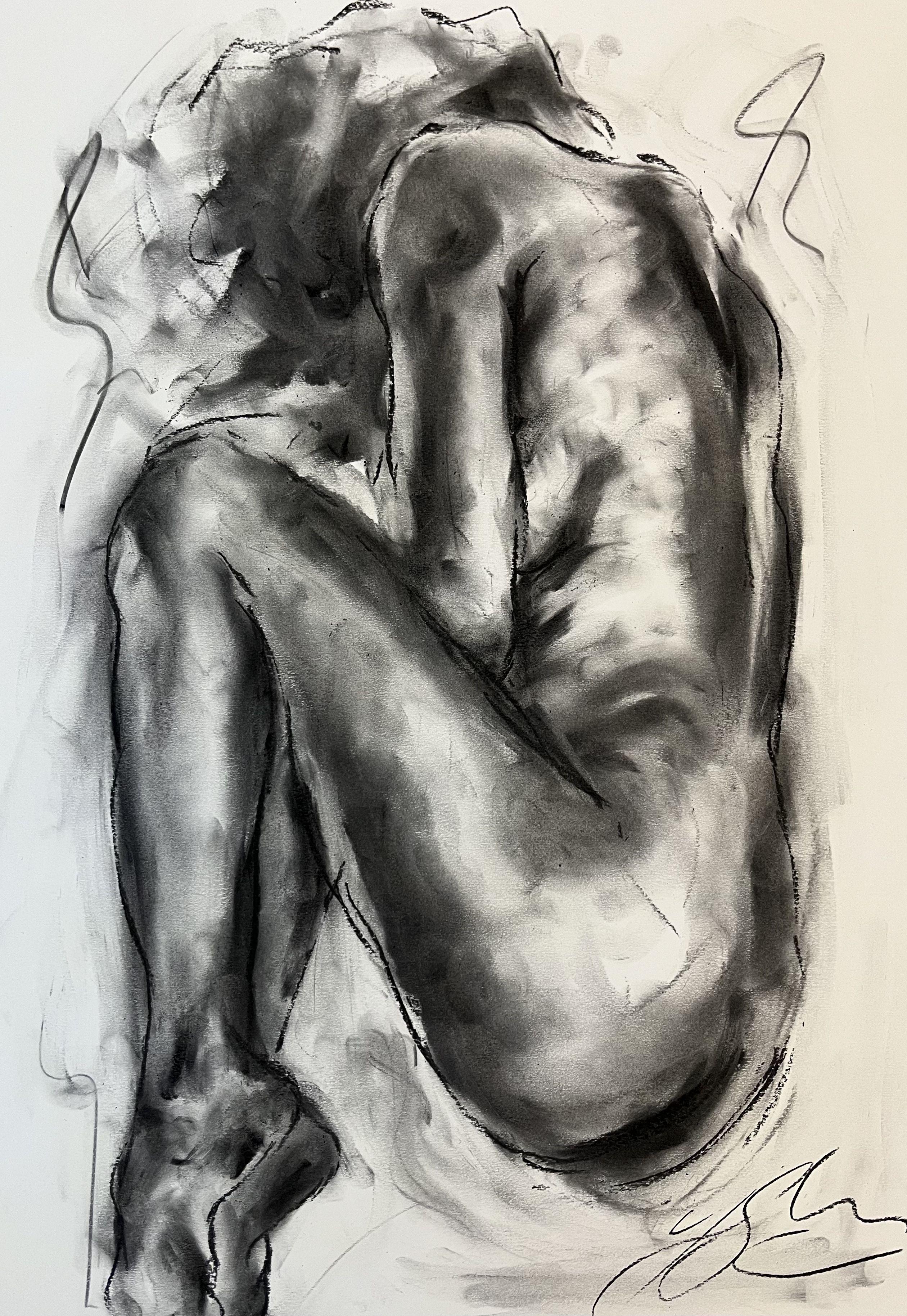 Rest, Drawing, Charcoal on Paper - Art by James Shipton