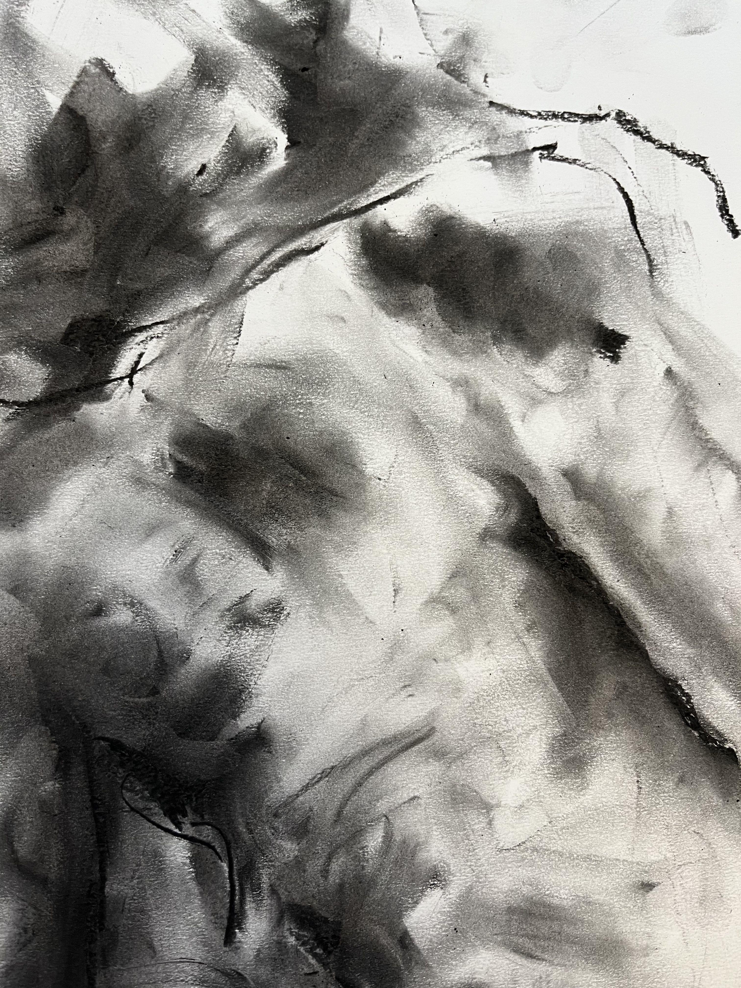 Close your eyes, Drawing, Charcoal on Paper For Sale 1