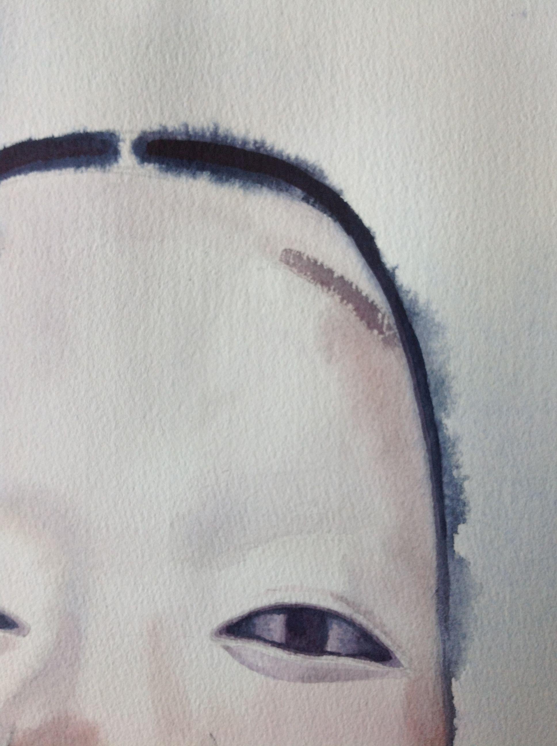 Noh Mask, Painting, Watercolor on Paper For Sale 2
