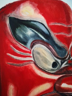 Red Mask, Painting, Watercolor on Paper