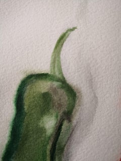 Green and Red Peppers, Painting, Watercolor on Paper