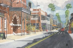 Sunday Morning 7th Ave. Ybor City, Tampa, Painting, Watercolor on Paper