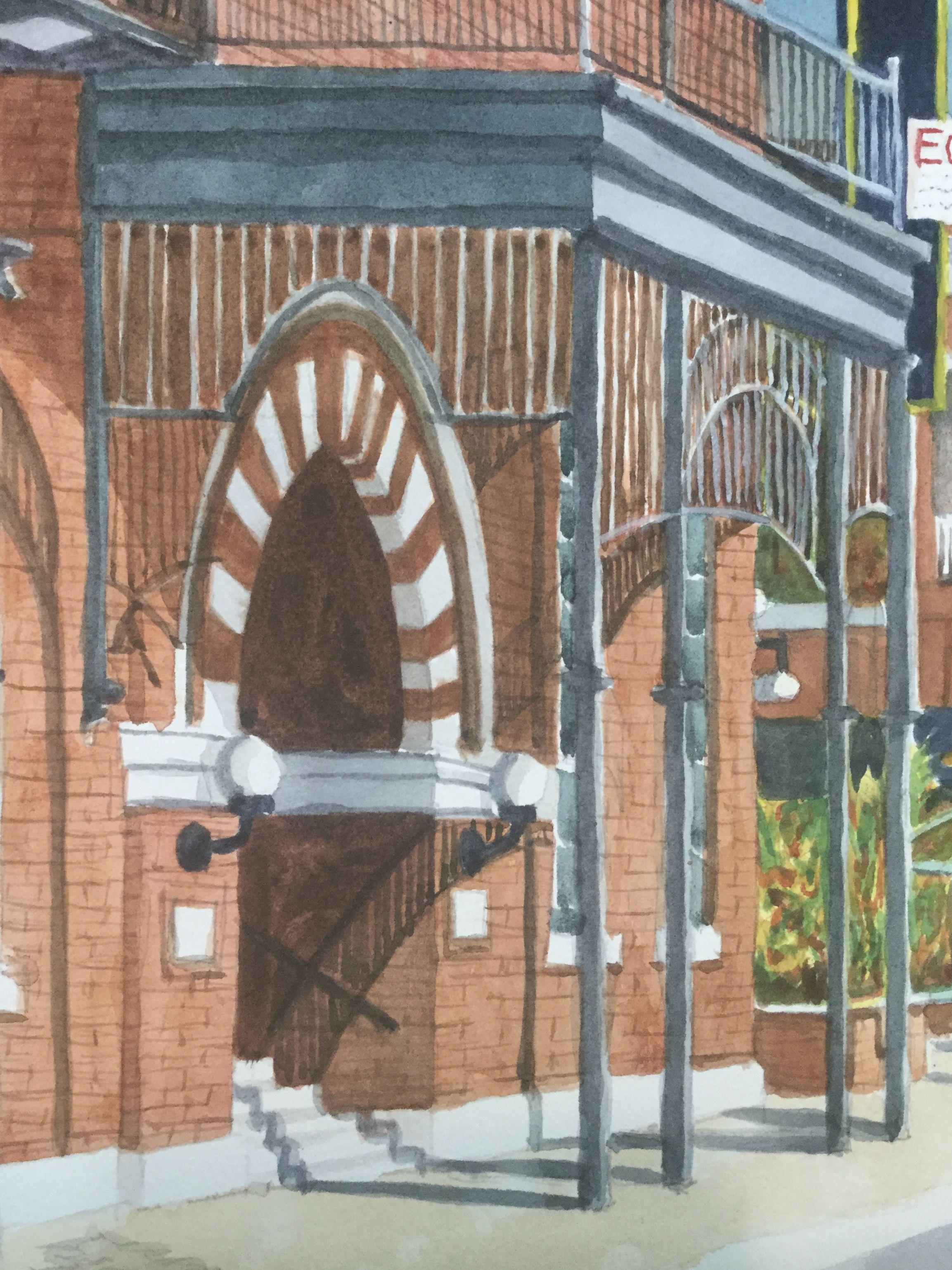 Sunday Morning 7th Ave. Ybor City, Tampa, Painting, Watercolor on Paper - Realist Art by Mike King