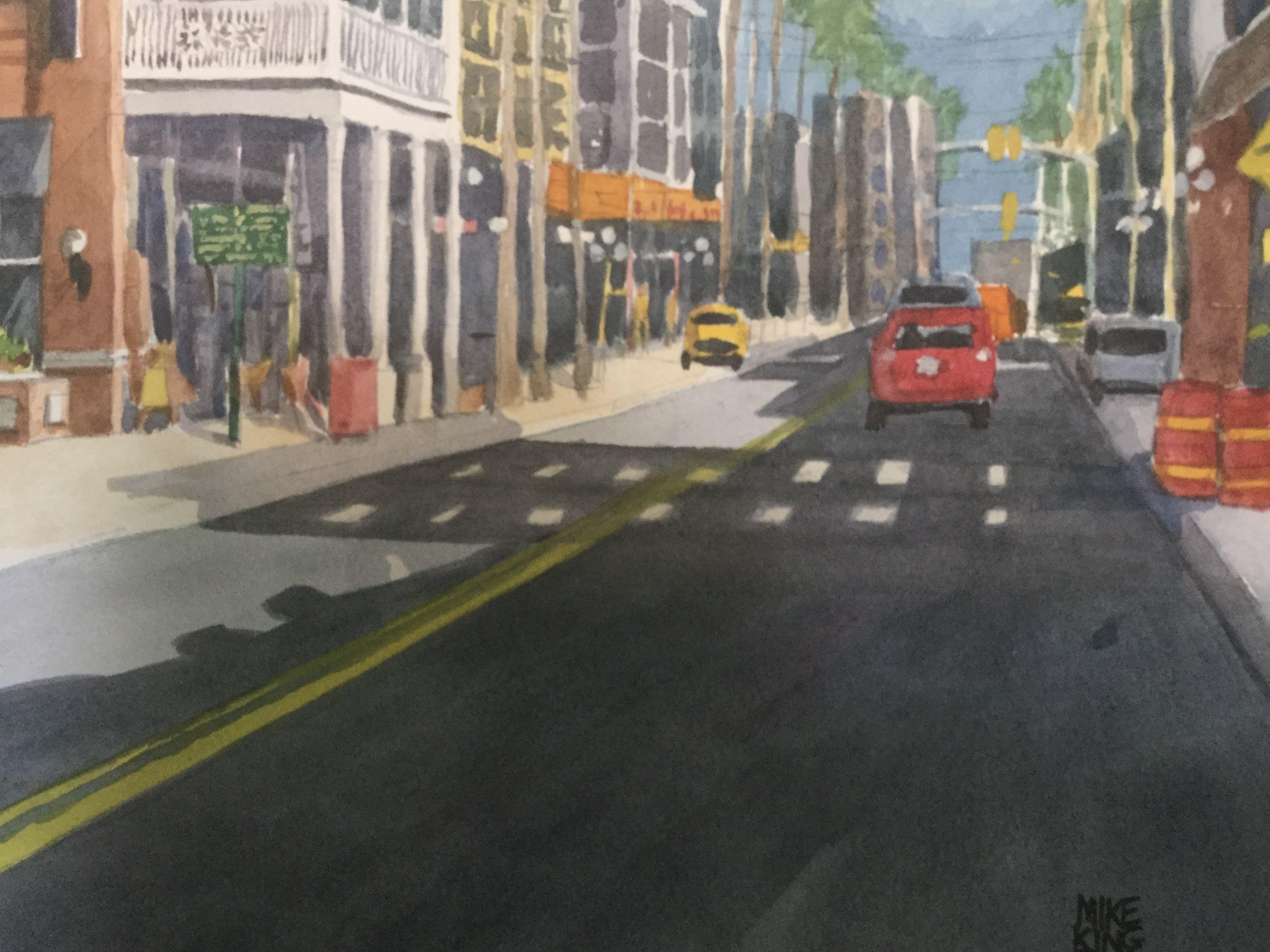 Sunday Morning 7th Ave. Ybor City, Tampa, Painting, Watercolor on Paper For Sale 2