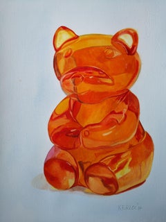 Orange Gummy Bear, Painting, Watercolor on Paper