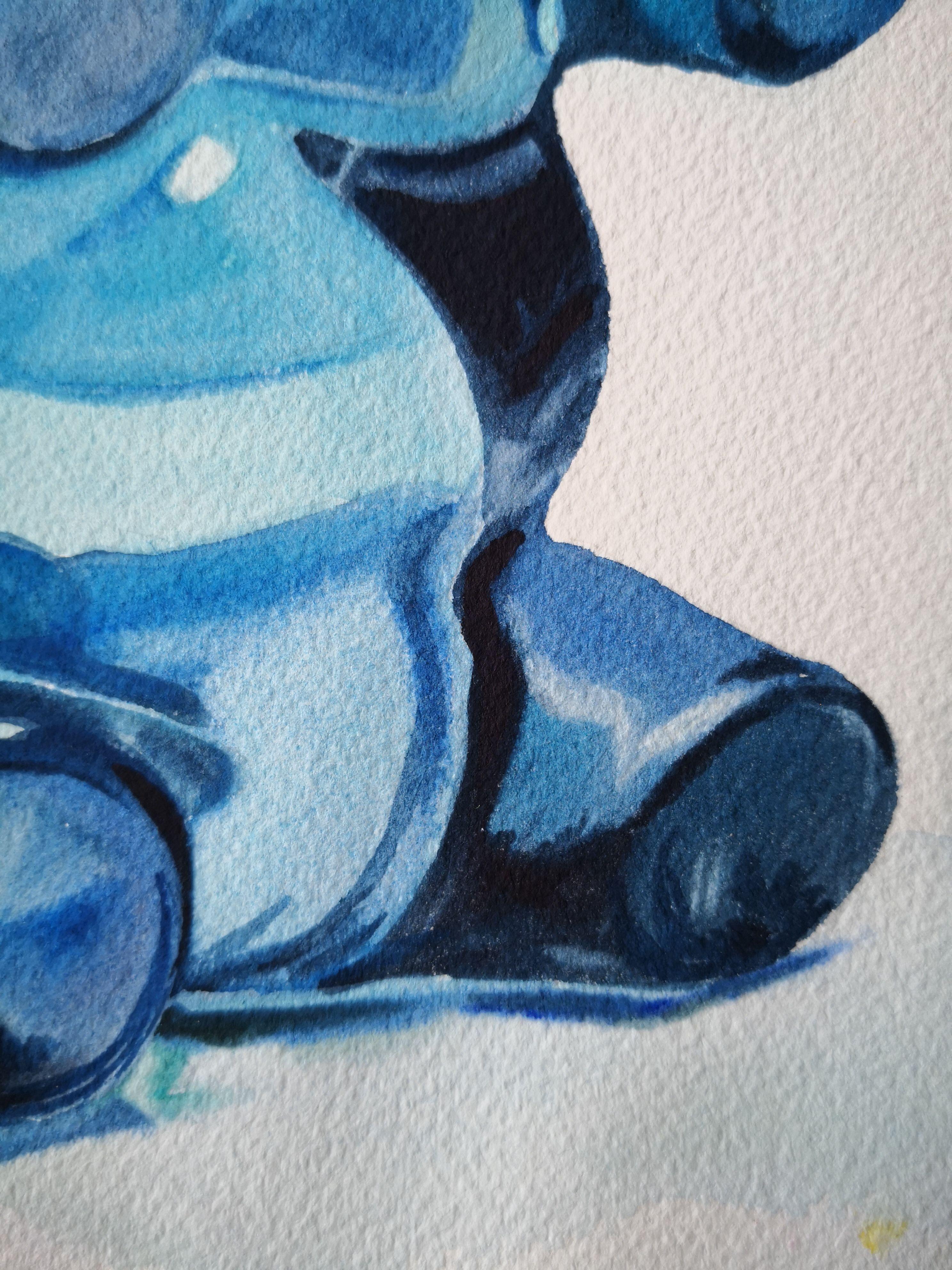 Blue Gummy Bear, Painting, Watercolor on Paper - Contemporary Art by Anyck Alvarez Kerloch