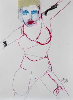 Girlfriend II, dessin, crayon/crayon coloré sur papier