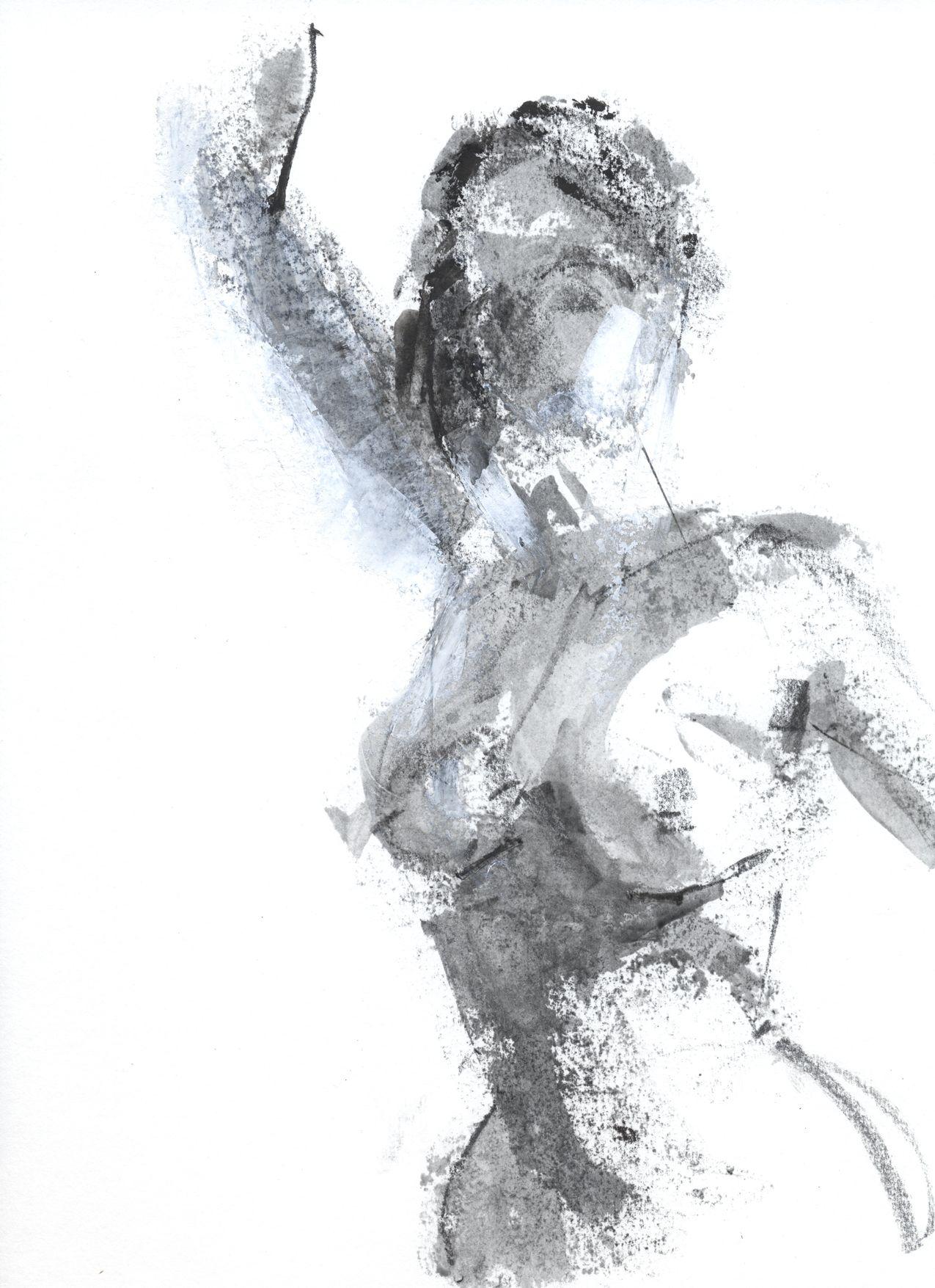 Figure 180908, Zeichnung, Kohle auf Papier – Art von Chris N Rohrbach