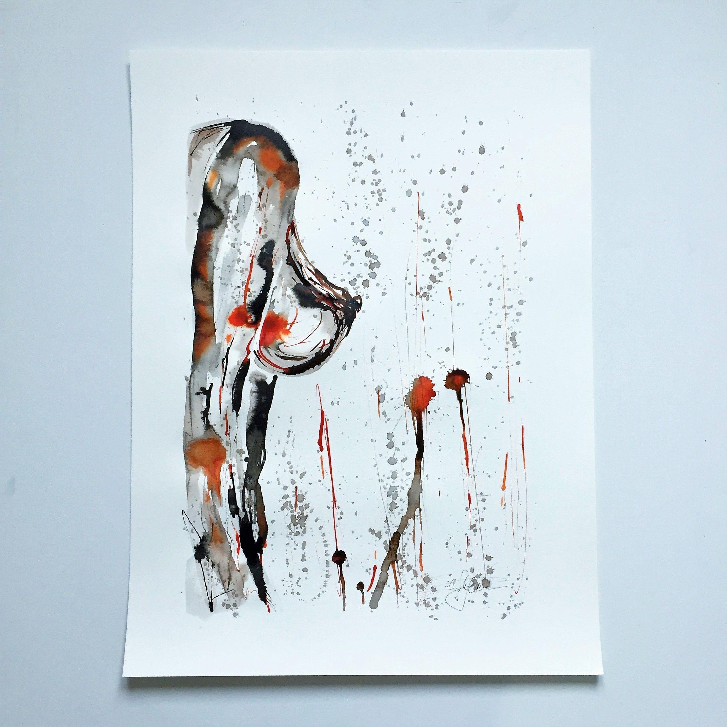 Nude #002, Drawing, Pen & Ink on Paper - Modern Art by Cristina Stefan
