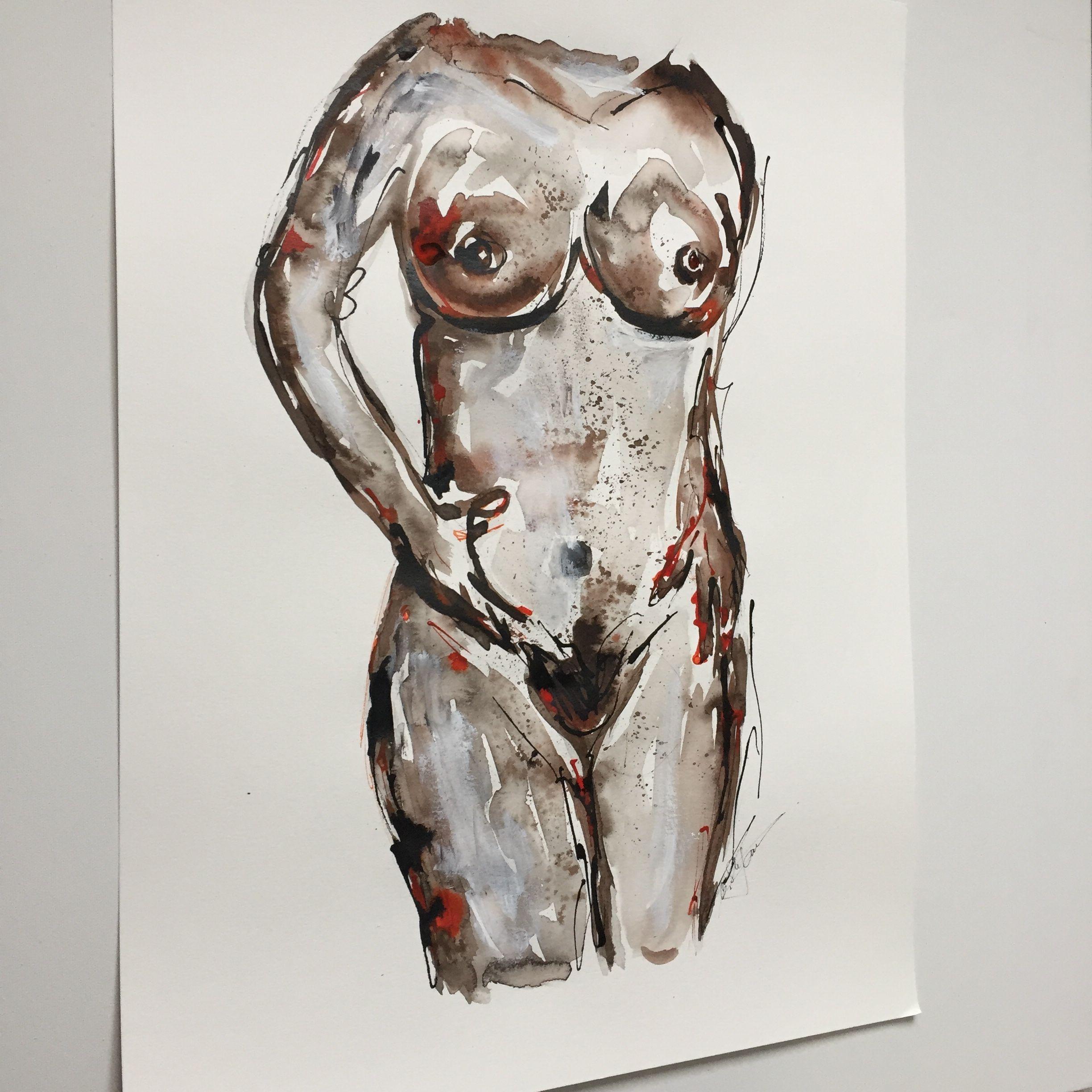 Nude, Drawing, Pen & Ink on Paper For Sale 2