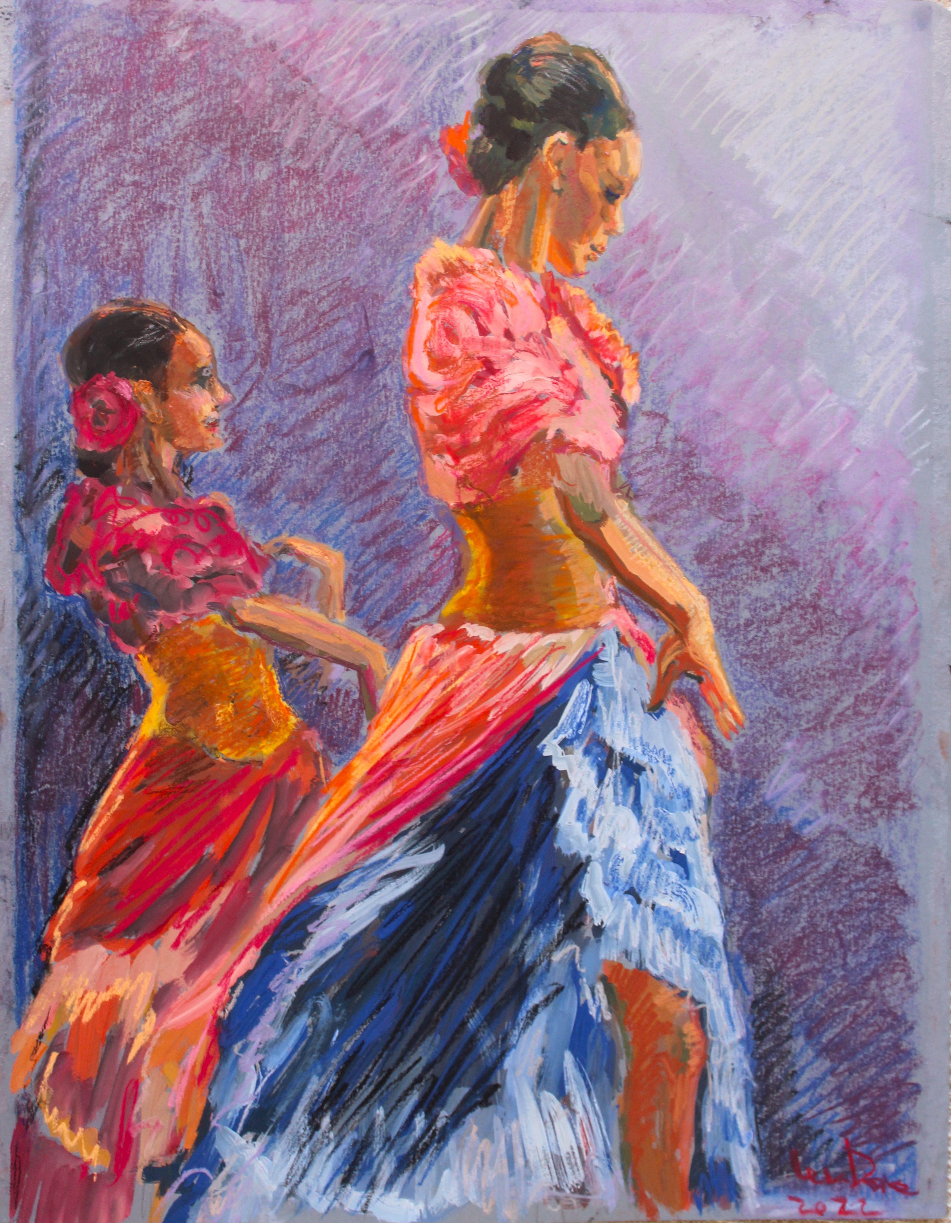Silhouettes. Martha and Maria, Drawing, Pastels on Paper - Art by Elena Done