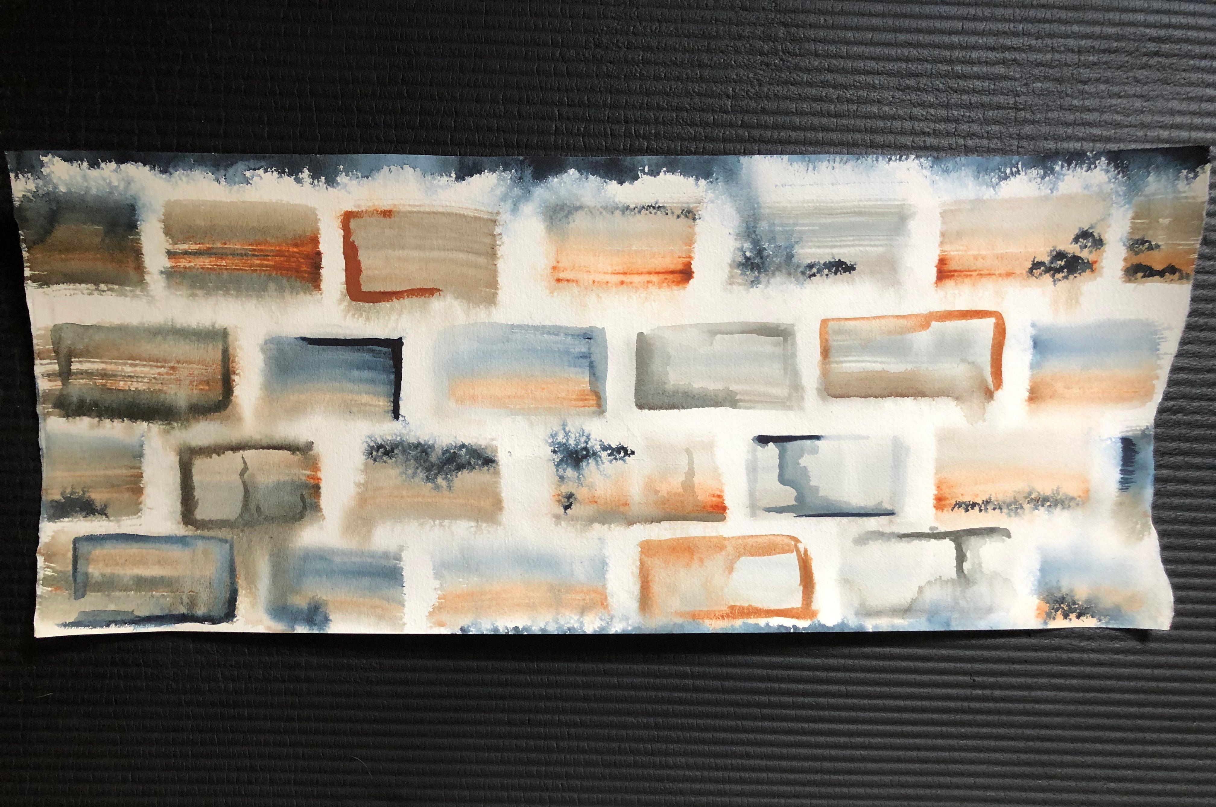 Ladrillos, Pintura, Acuarela sobre papel de acuarela - Art de Emily Redd