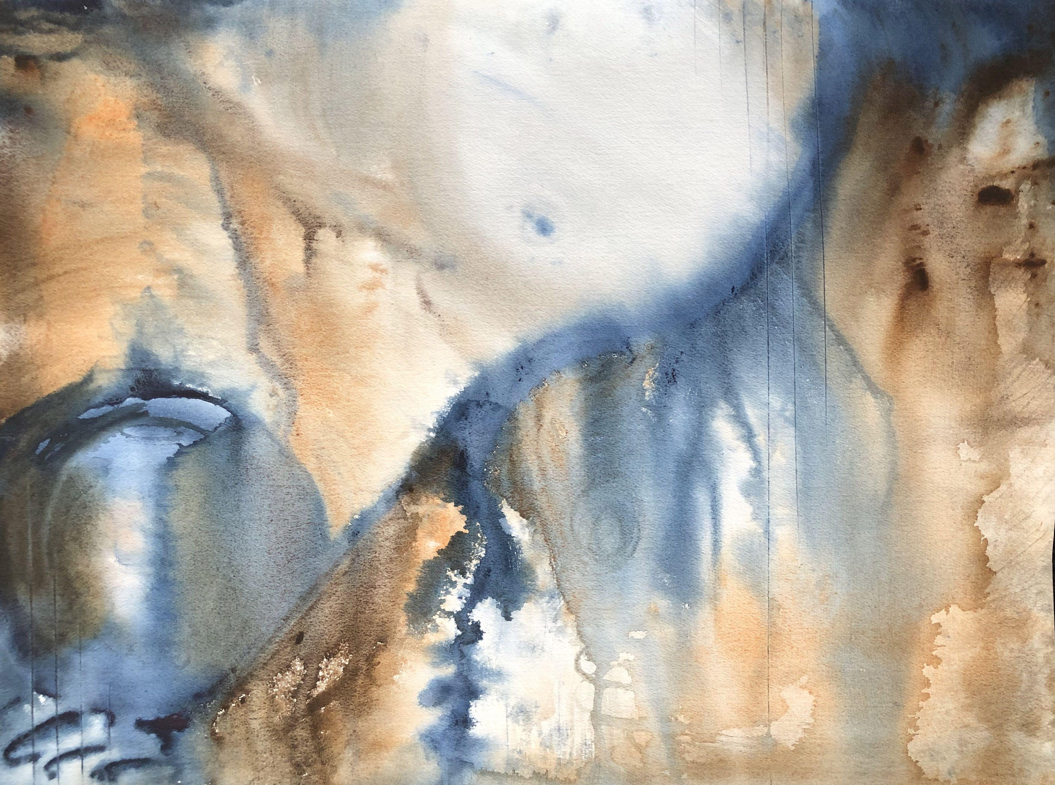 Emily Redd Abstract Drawing - Cliffs, Painting, Watercolor on Paper