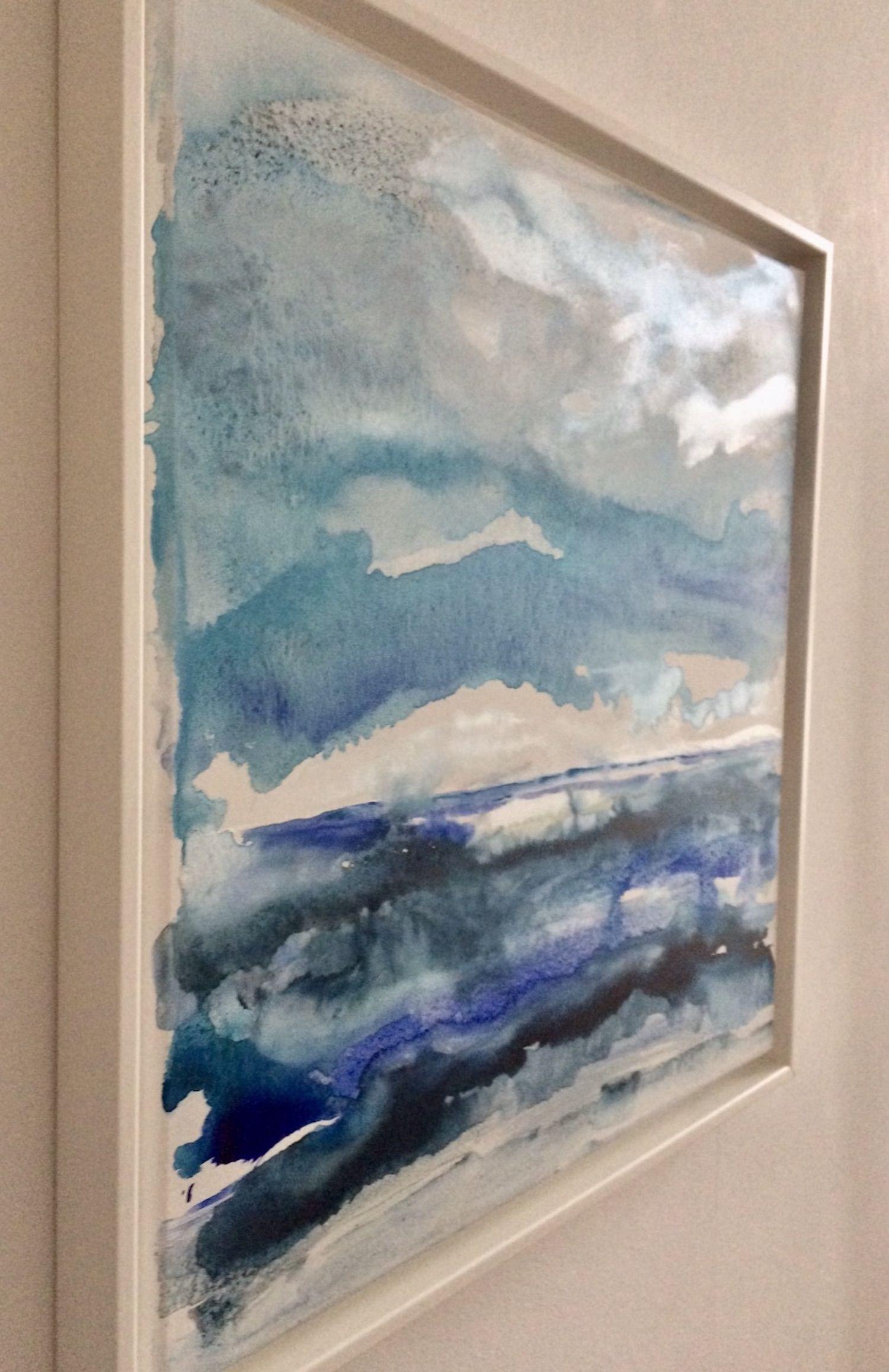 One of my new mixed watercolor paintings, done at the Baltic Sea, where we had a lot of changing lights, water, wind, clouds...    This painting shows lots of thin shadowy layers, giving it a dreamy but still powerful atmosphere. The colors are