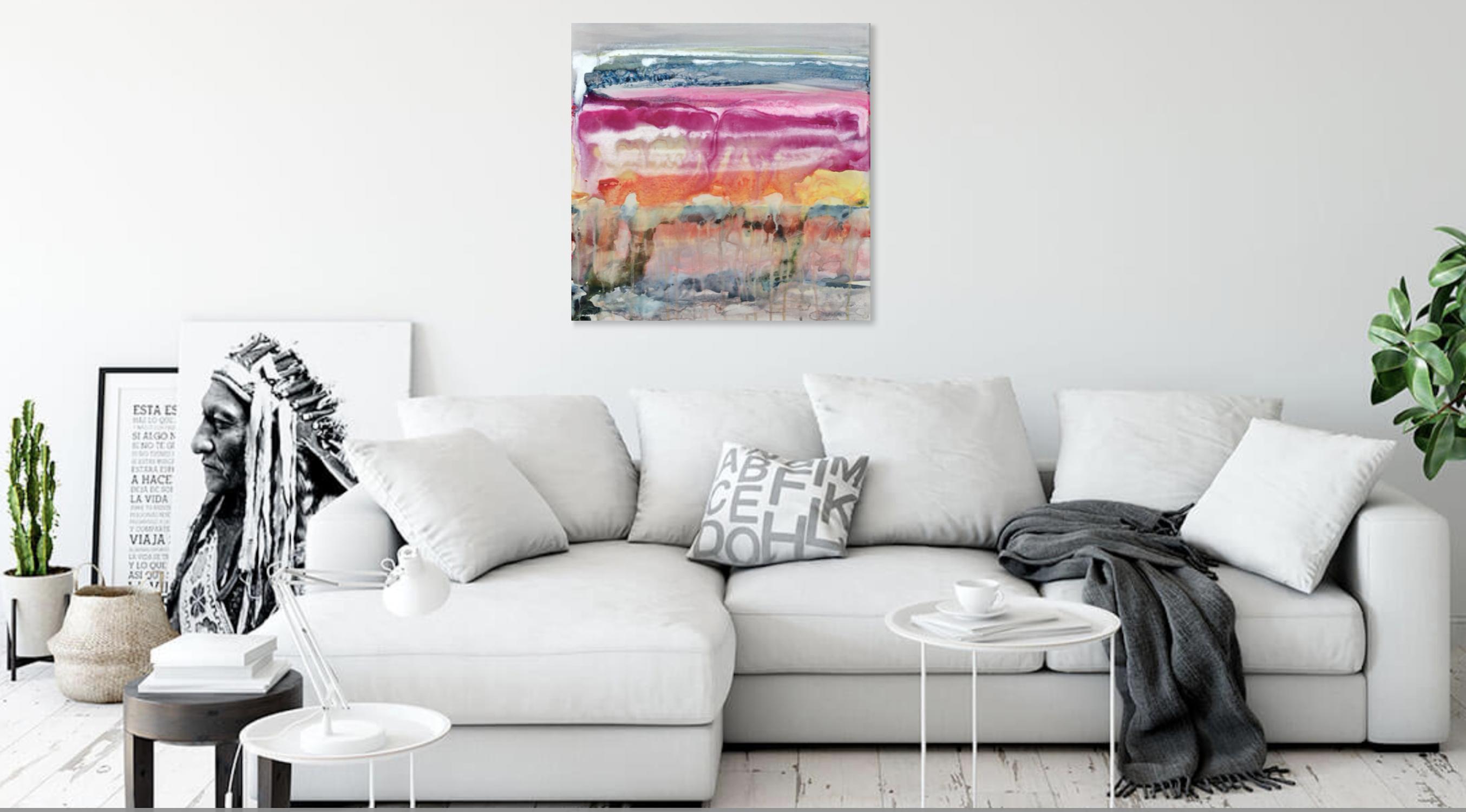 Where My Love Is, Painting, Watercolor on Canvas - Abstract Expressionist Art by Gesa Reuter
