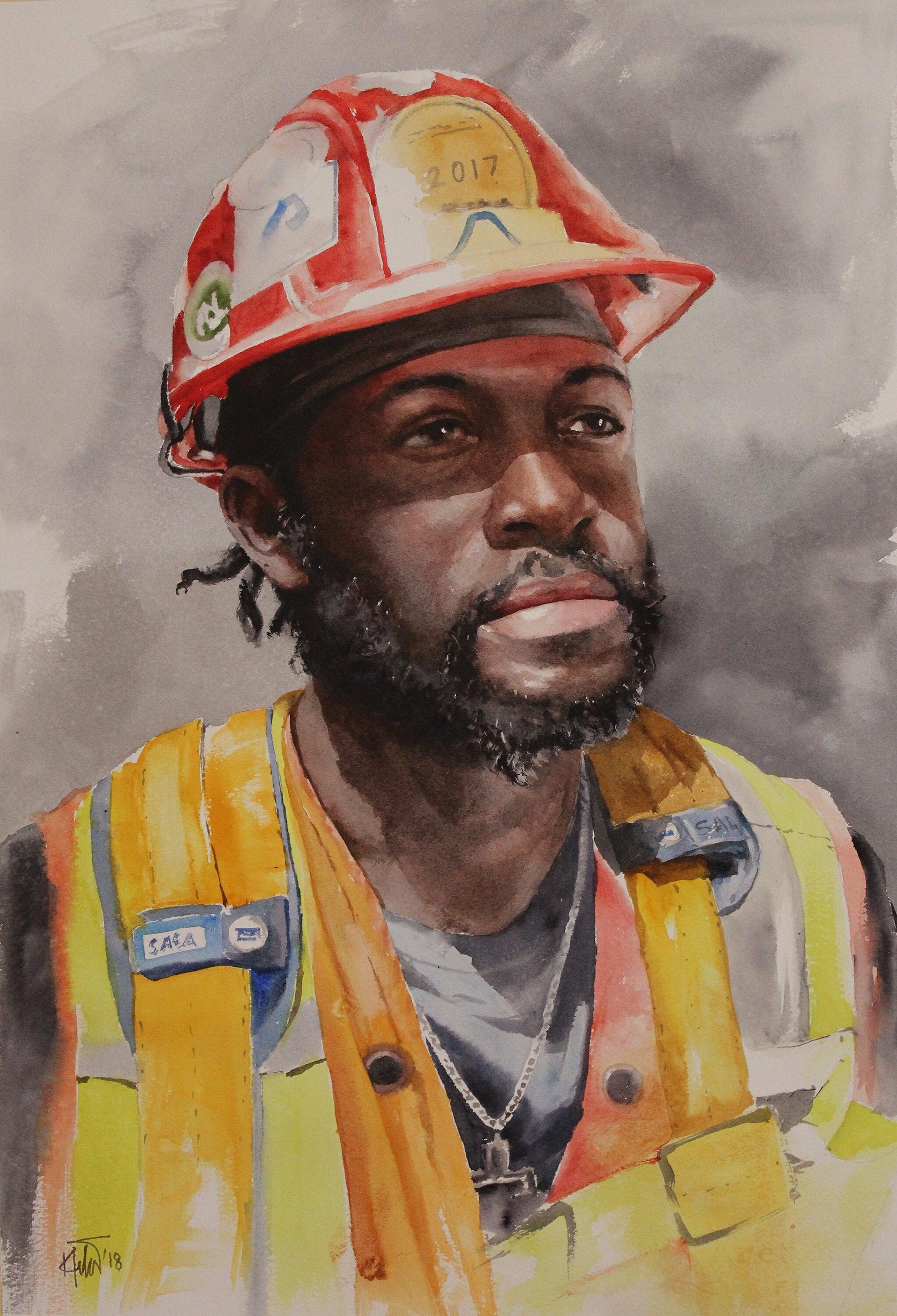 Worker_01, Painting, Watercolor on Watercolor Paper - Art by Helal Uddin