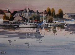 Peinture Beside Lake_01, aquarelle sur papier aquarelle