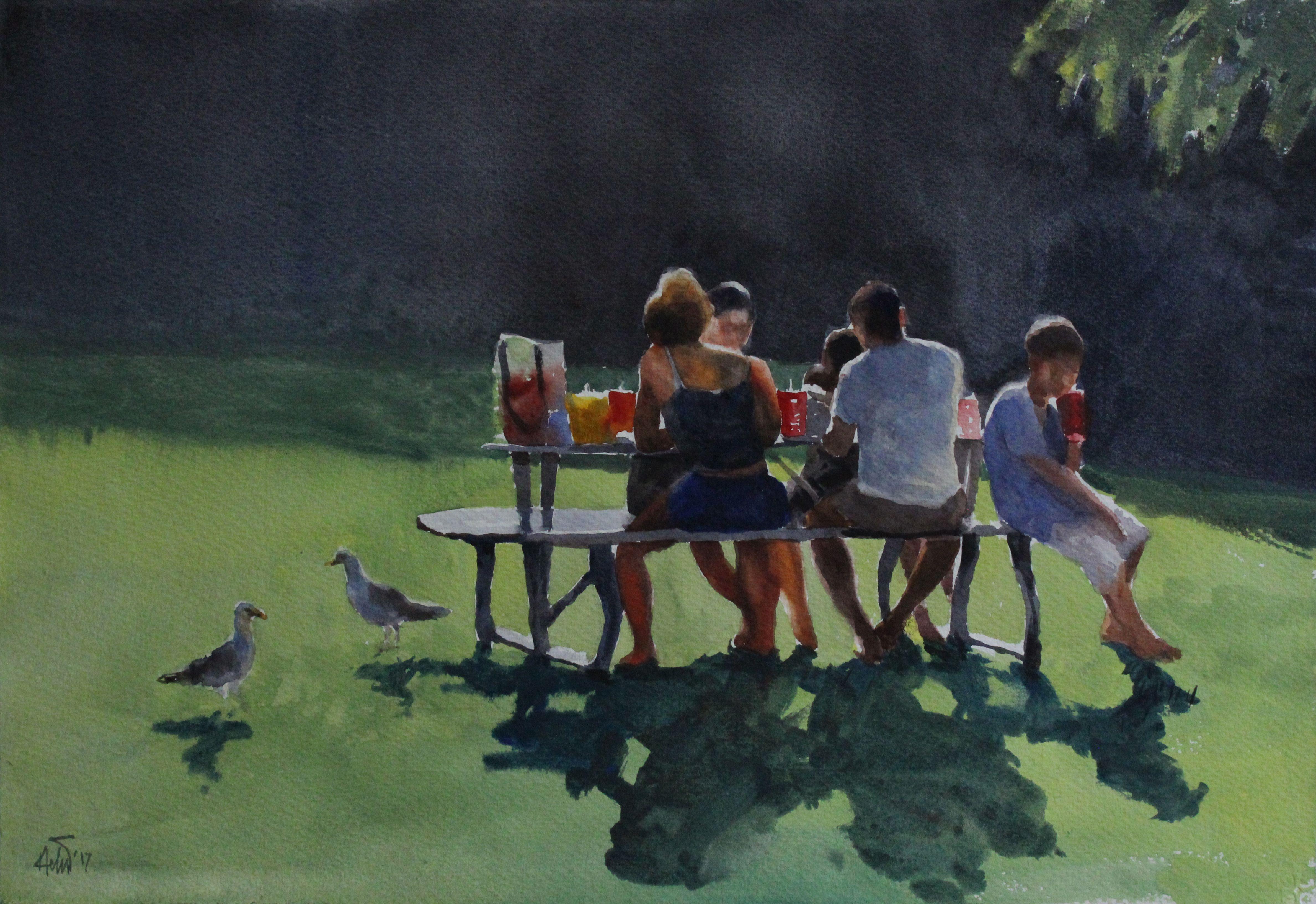 Parque, Canadá, Pintura, Acuarela sobre papel - Art de Helal Uddin