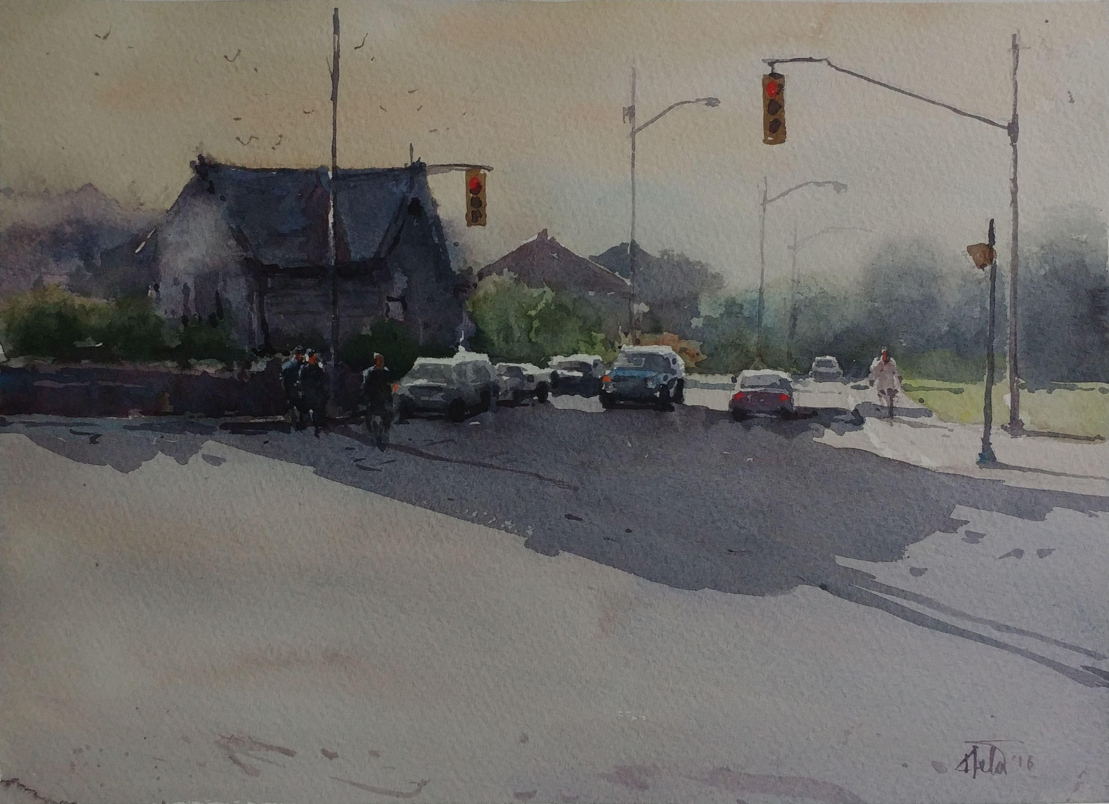 Valley Farm rd CA, Painting, Watercolor on Paper - Art by Helal Uddin