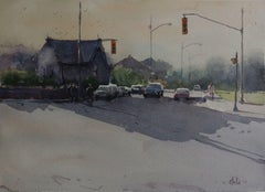 Gemälde, Aquarell auf Papier, Valley Farm rd CA, Gemälde