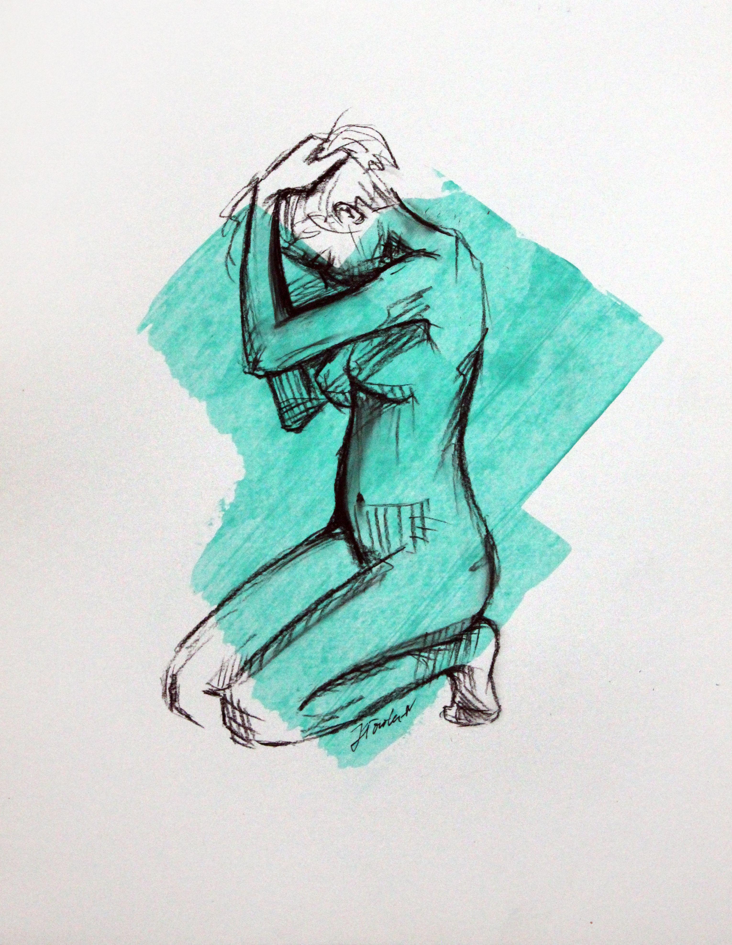 J. Fowler Abstract Drawing - Figure VII, Drawing, Charcoal on Paper