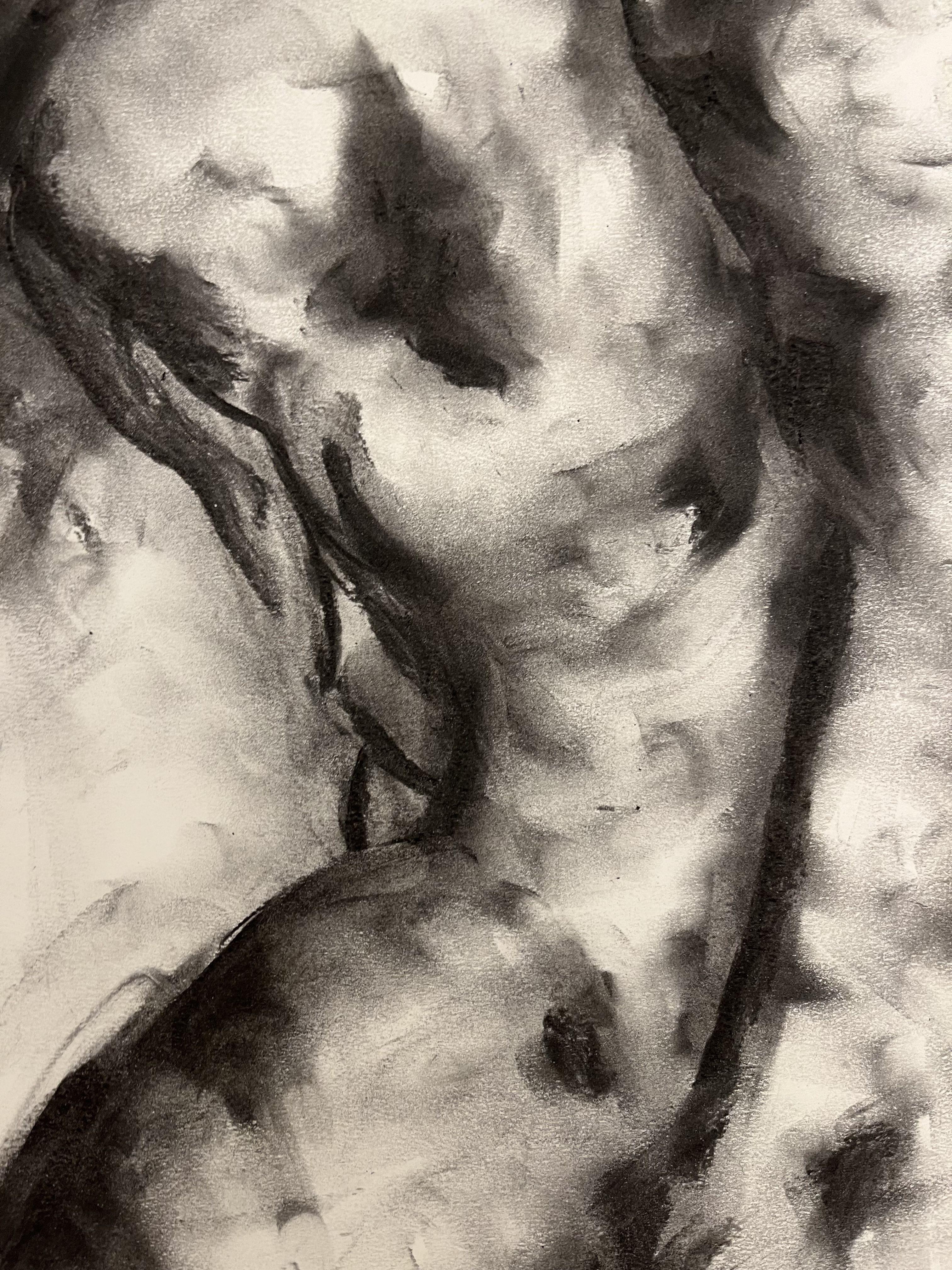 Original charcoal drawing on paper by James Shipton  My works are heavily influenced by the art work of Degas and Gustav Klimt.    My desire is to capture the beauty of the human form, whilst portraying human isolation. I achieve this through a