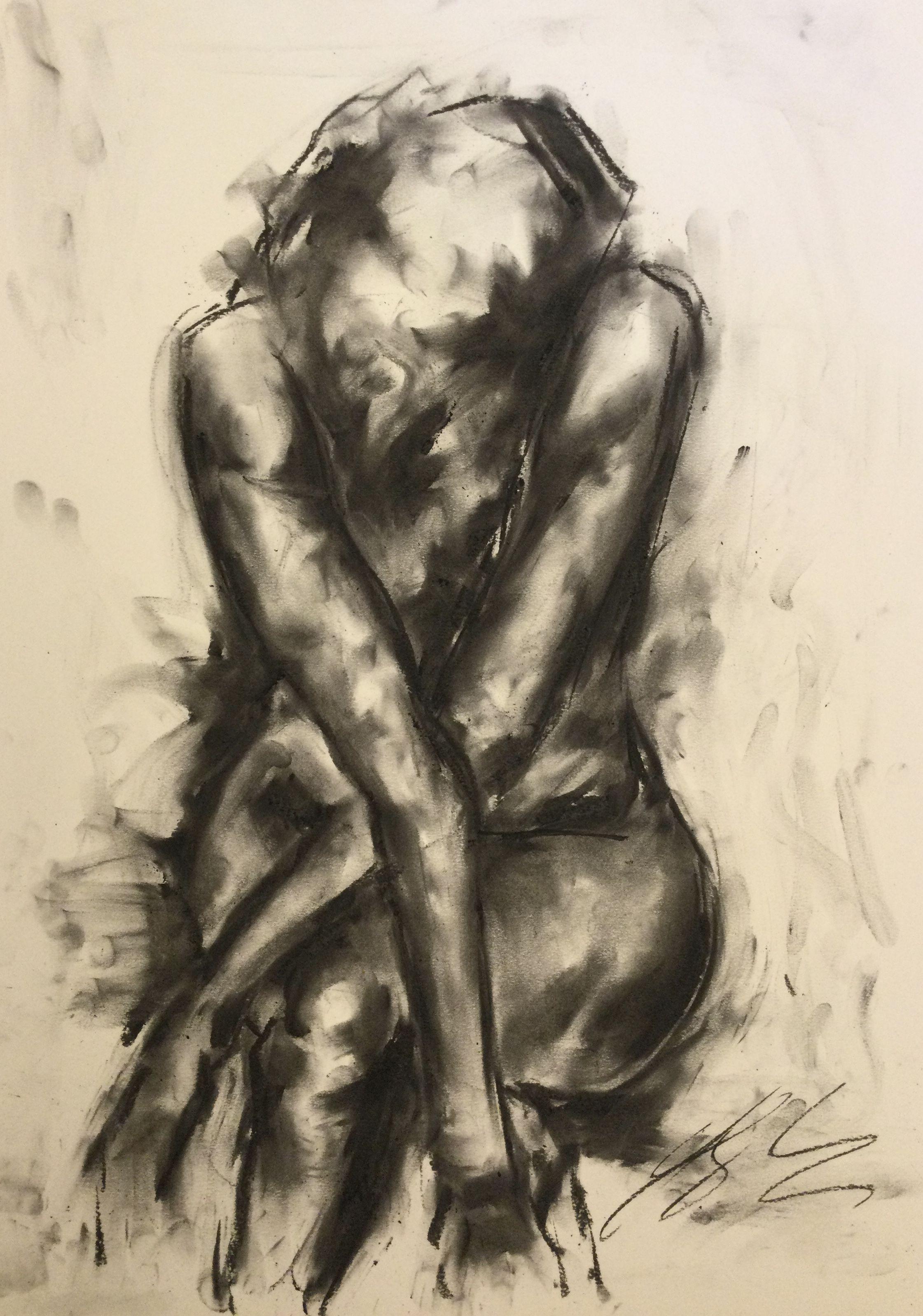 Thought, Drawing, Charcoal on Paper - Art by James Shipton